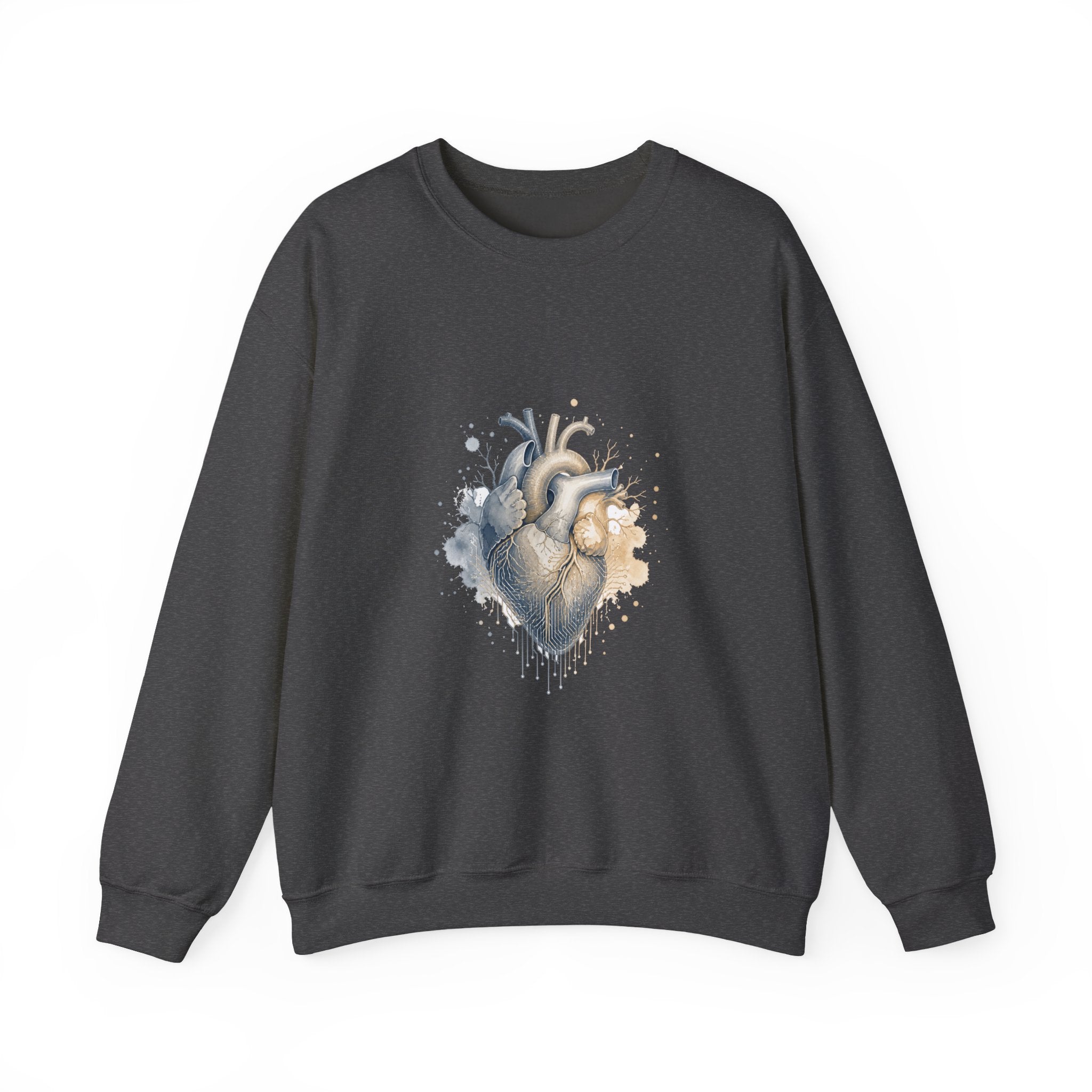 Matching Couple Sweatshirt - Robot & Heart Matching Couple Comfort Colors Crew Watercolor Art His Hers Birthday Gift - Design B