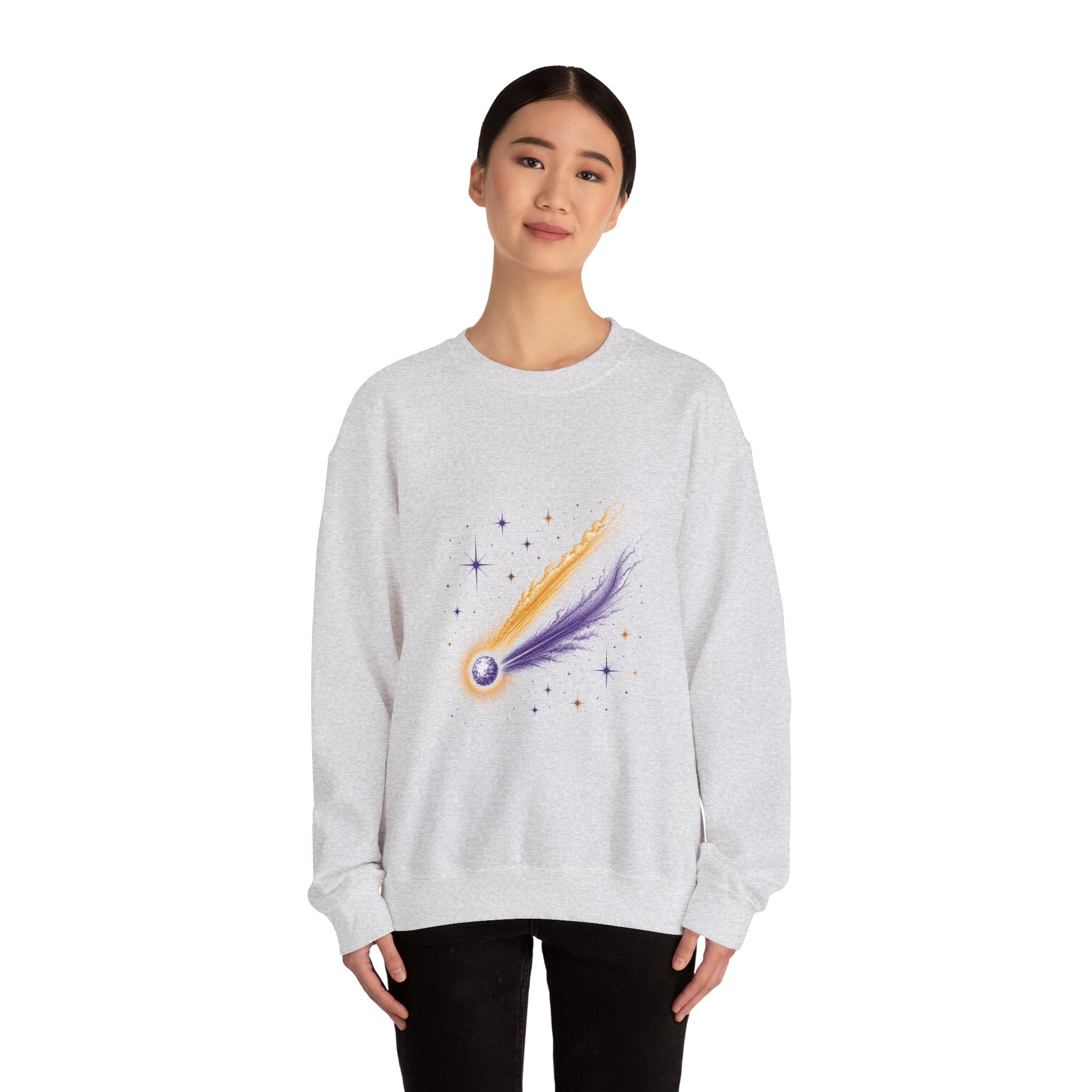 Matching Couple Sweatshirt - Comet & Asteroid Matching Couple Crewneck Sweatshirt Vintage Art His Hers Wedding Gift - Design A