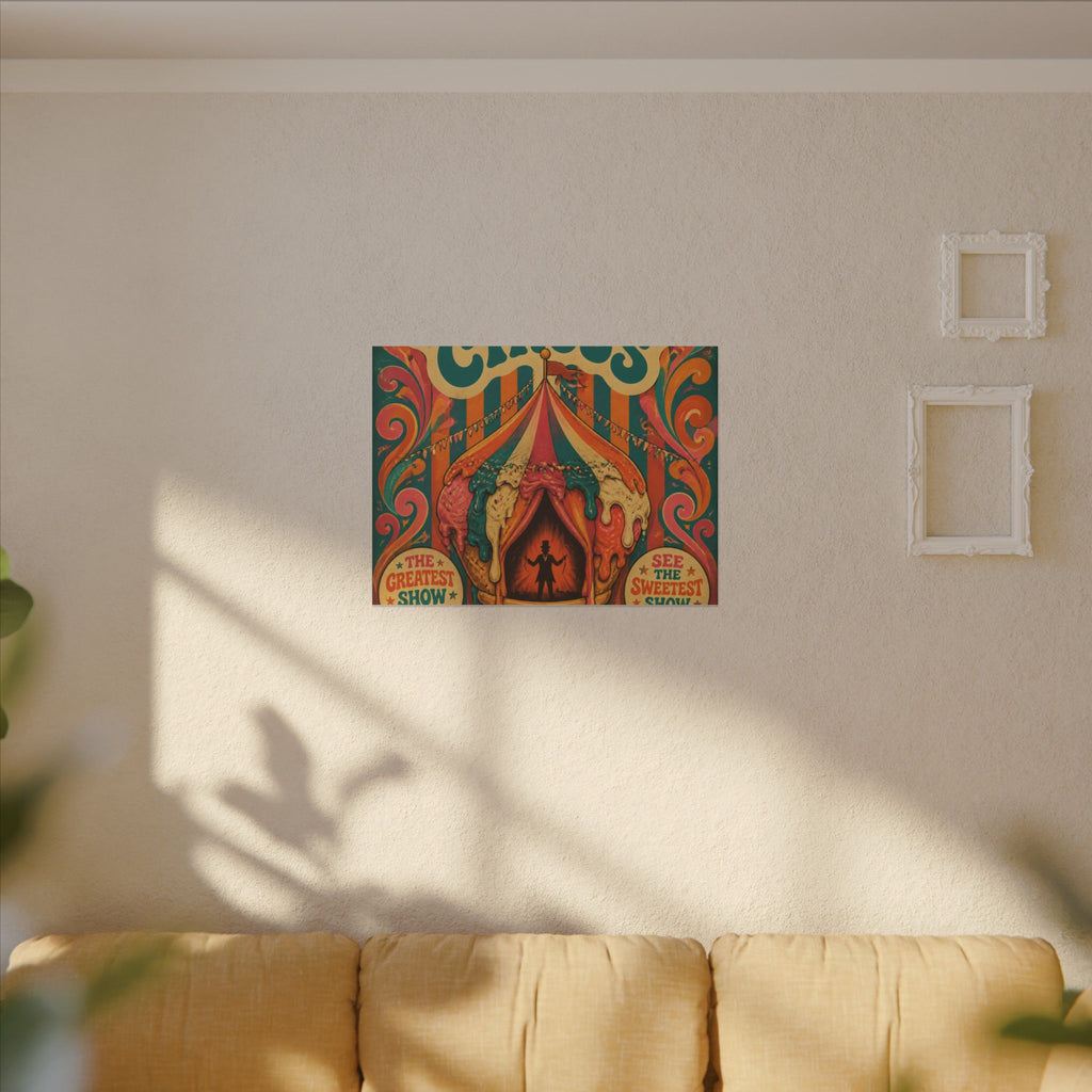 Ice Cream Cone Circus Tent Wall Art Canvas 24×36 Psychedelic Dining Room Decor Maximalist Print