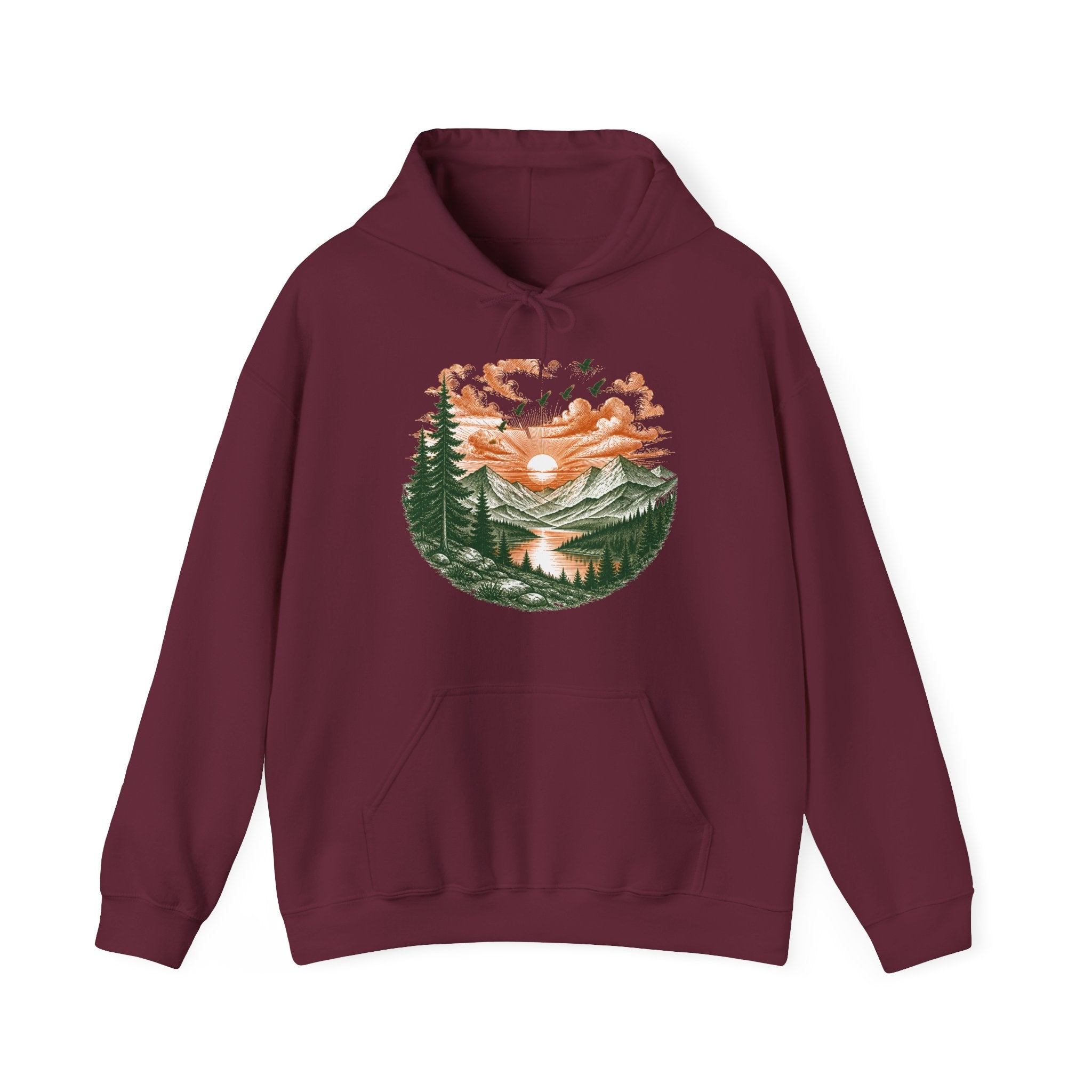 Matching Couple Sweatshirt - Sunrise & Sunset Matching Couple Hooded Sweatshirt Hand-Drawn Art His Hers Best Friend Gift - Design B
