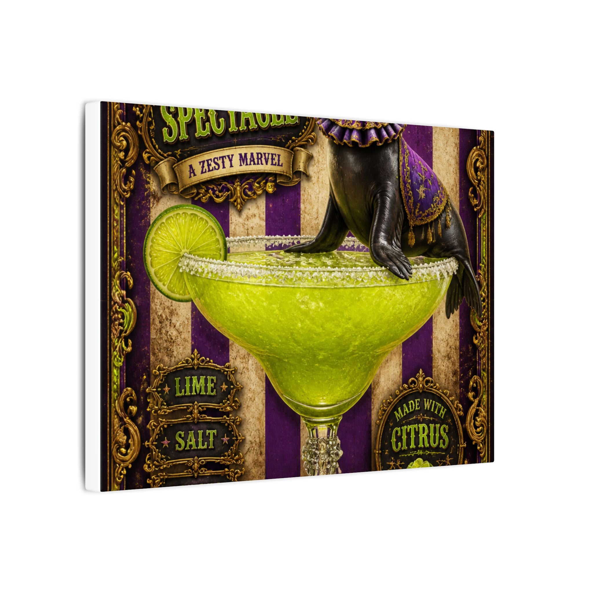 Margarita Balancing Seal Wall Art Canvas 16×20 Baroque Home Office Decor Maximalist Print
