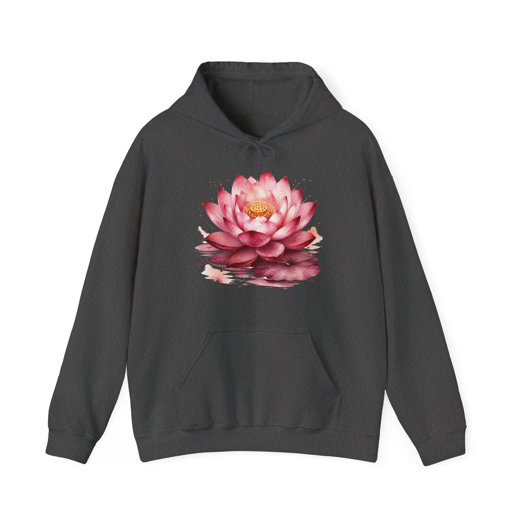 Matching Couple Sweatshirt - Open & Closed Lotus Matching Couple Hooded Sweatshirt Watercolor Art His Hers Engagement Gift - Design A