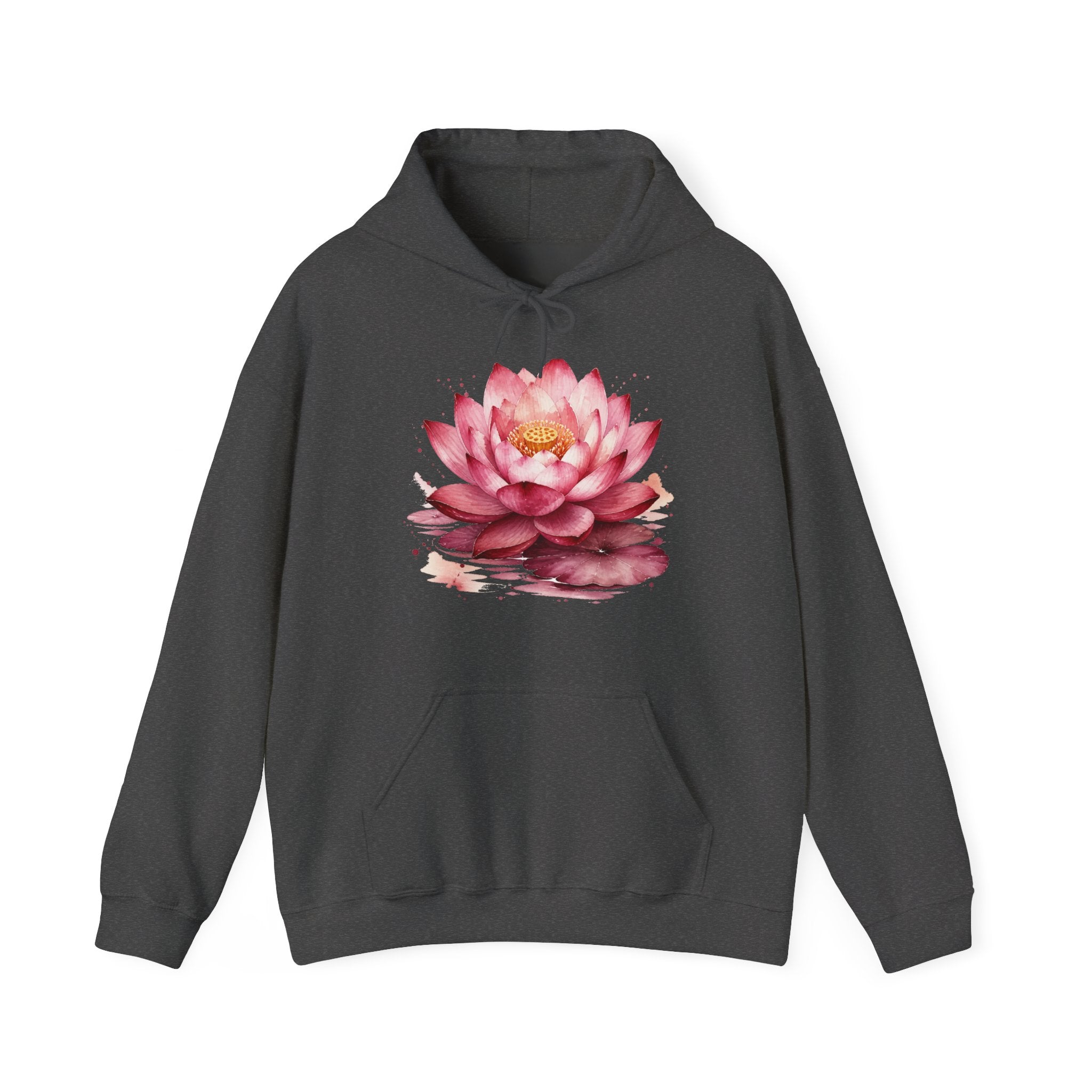 Matching Couple Sweatshirt - Open & Closed Lotus Matching Couple Hooded Sweatshirt Watercolor Art His Hers Engagement Gift - Design A