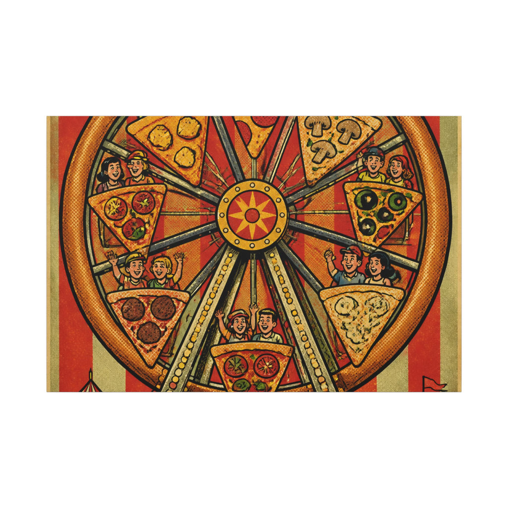 Pizza Ferris Wheel Wall Art Canvas 24×36 Pop Art Restaurant Decor Maximalist Print