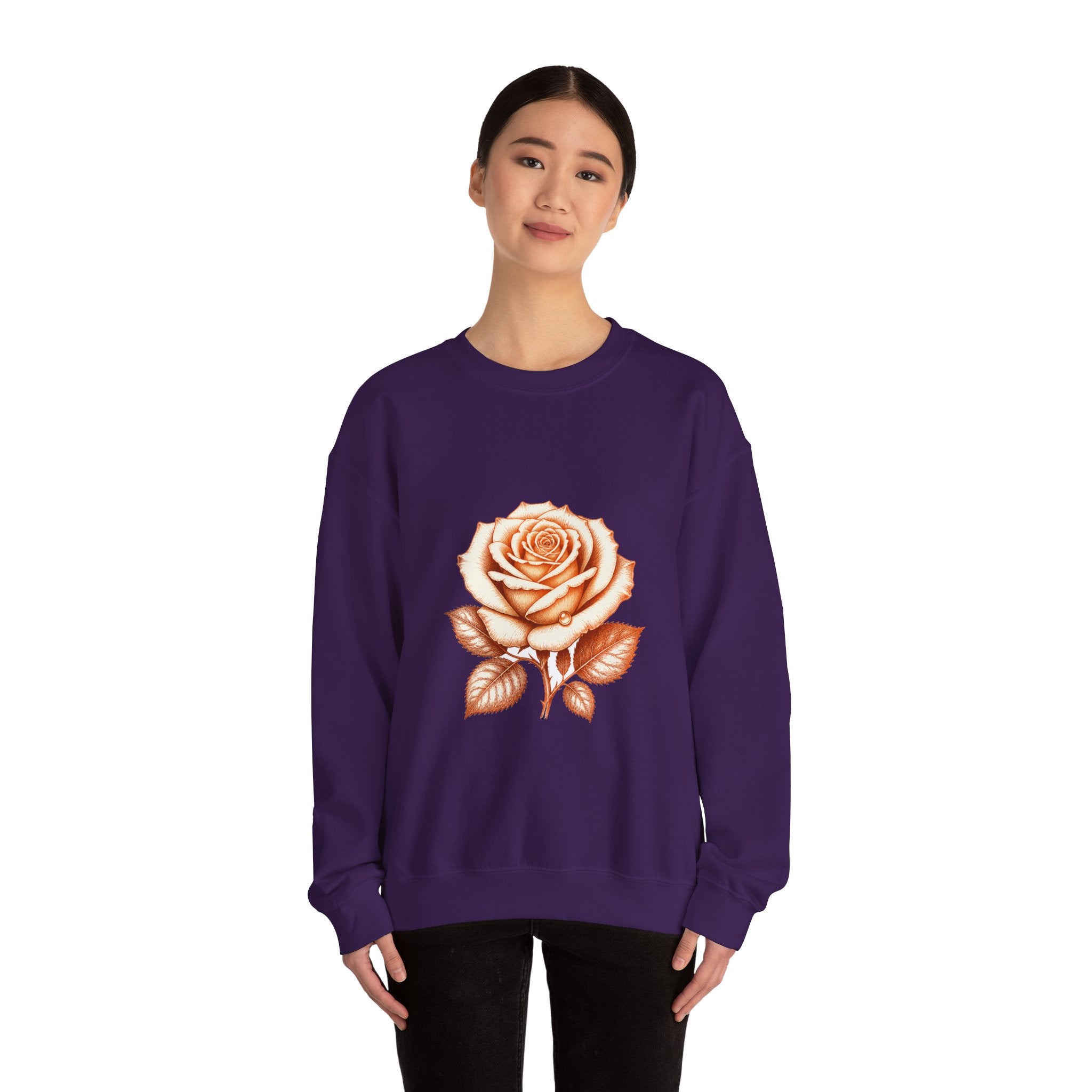 Matching Couple Sweatshirt - Rose & Thorn Matching Couple Premium Fleece Sweatshirt Hand-Drawn Art His Hers Anniversary Gift - Design A