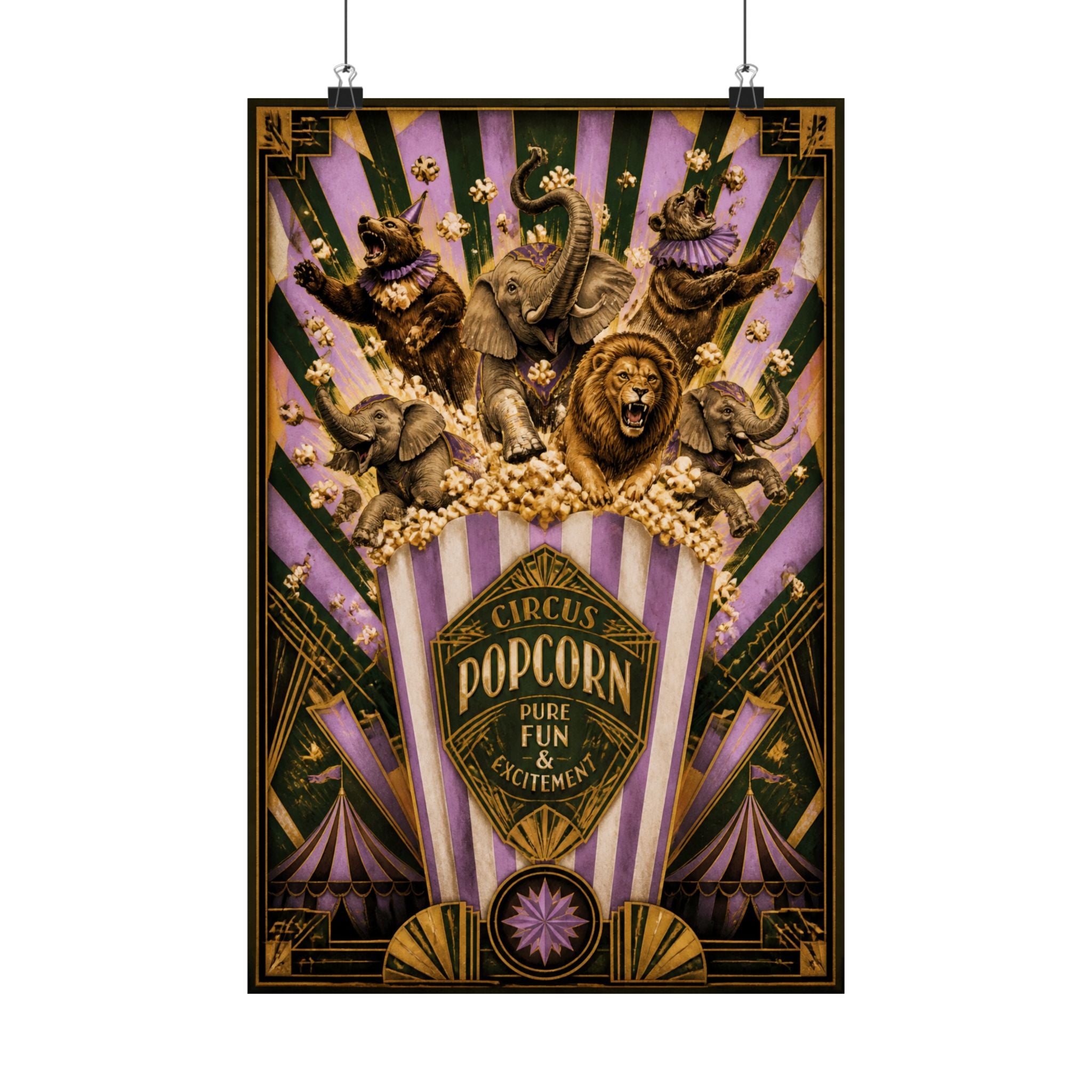Popcorn Box Animals Wall Art Poster 18×24 Art Deco Entryway Decor Maximalist Print
