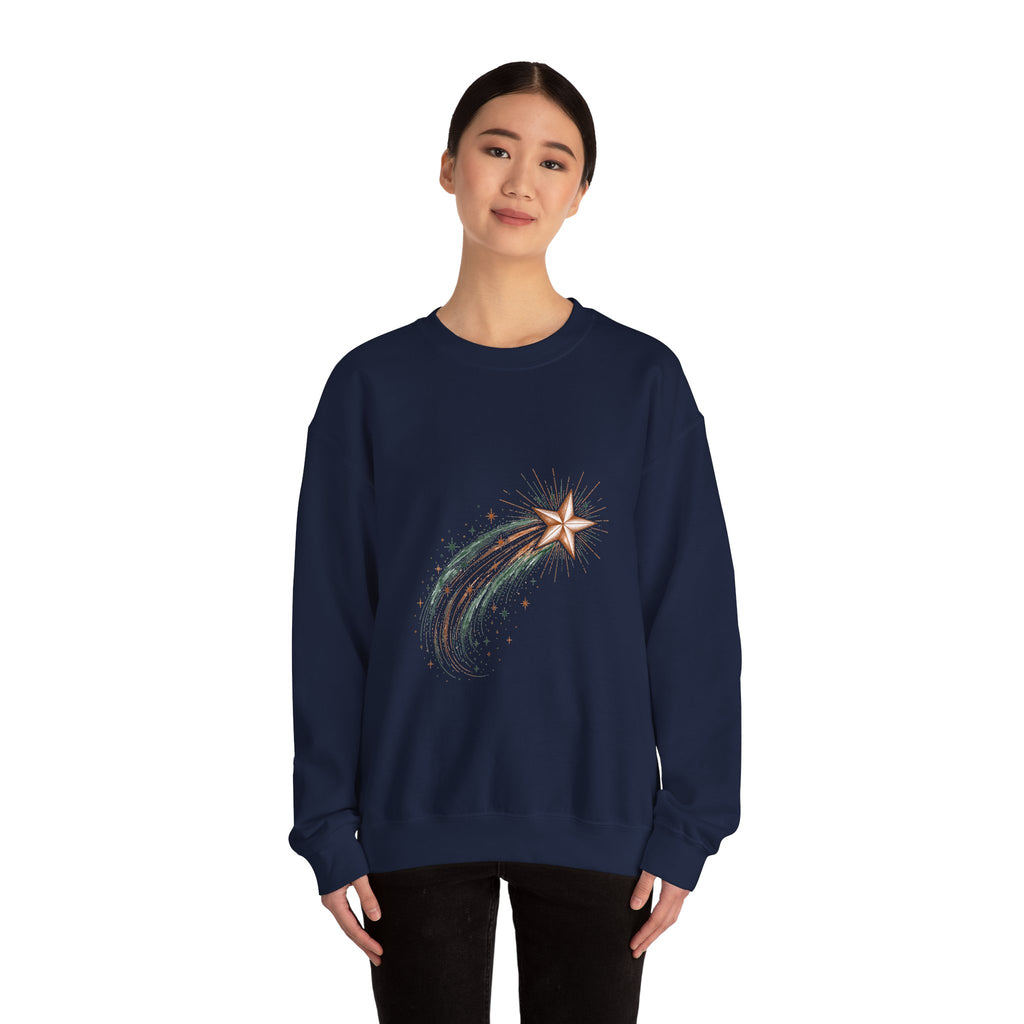 Matching Couple Sweatshirt - Shooting Star & North Star Matching Couple Comfort Colors Crew Hand-Drawn Art His Hers Anniversary Gift - Design A