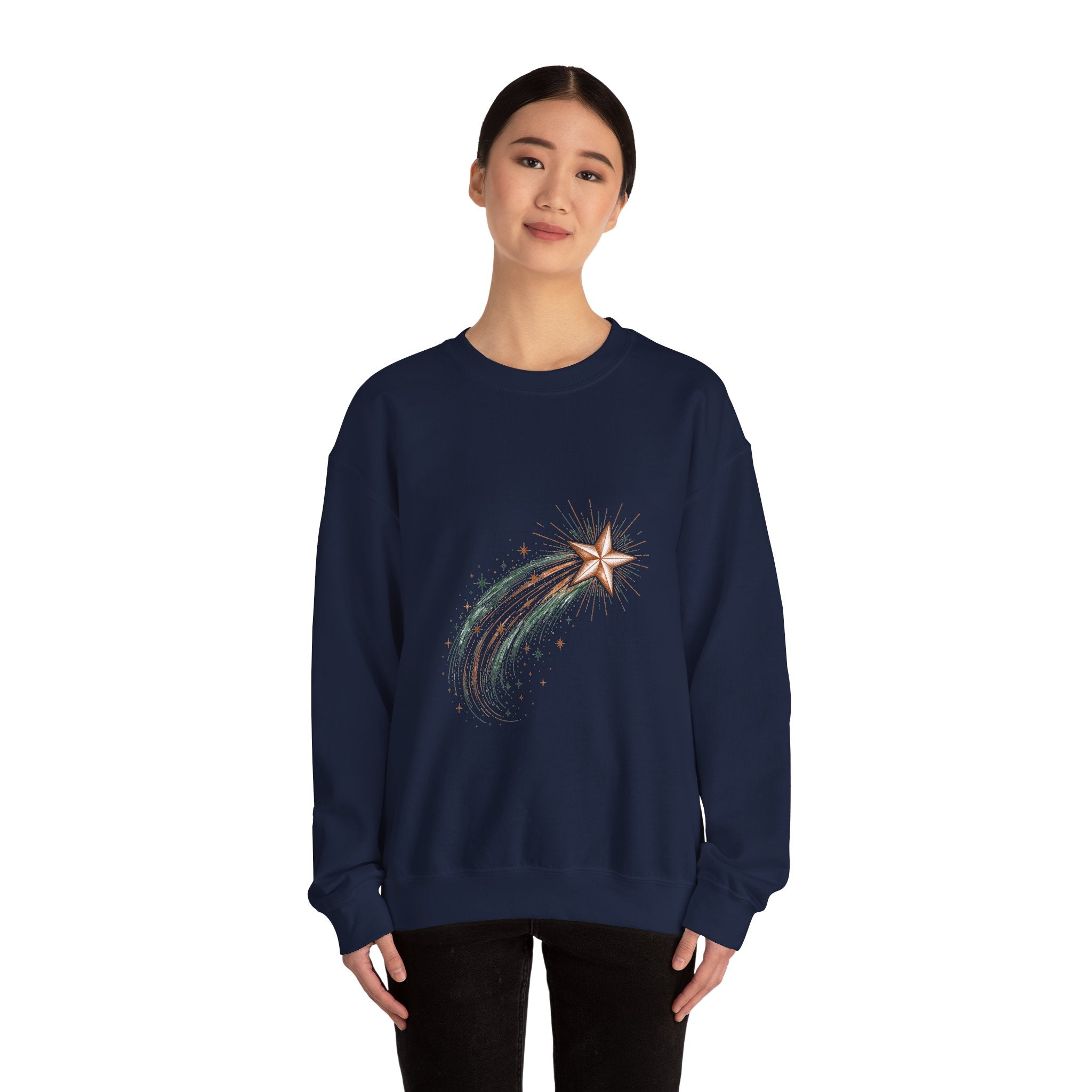 Matching Couple Sweatshirt - Shooting Star & North Star Matching Couple Comfort Colors Crew Hand-Drawn Art His Hers Anniversary Gift - Design A