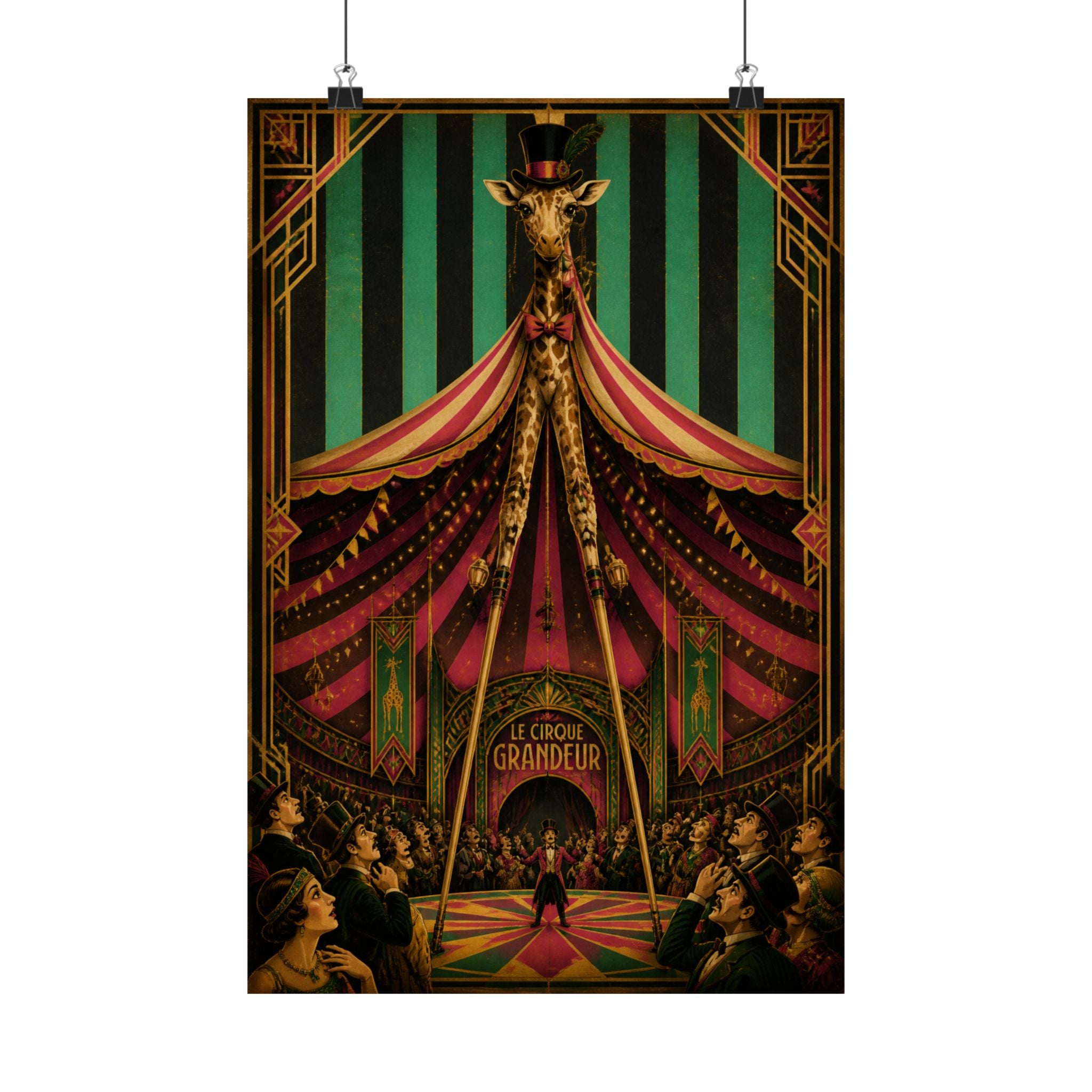 Giraffe on Stilts Wall Art Poster 18×24 Art Deco Entryway Decor Maximalist Print