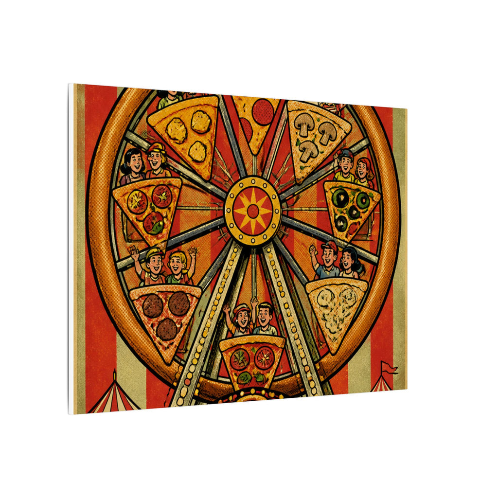 Pizza Ferris Wheel Wall Art Canvas 24×36 Pop Art Restaurant Decor Maximalist Print