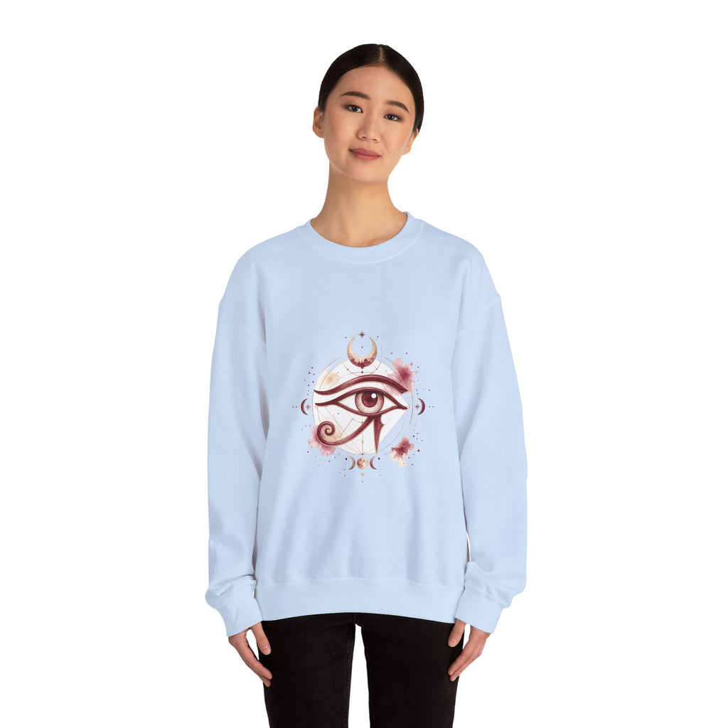 Matching Couple Sweatshirt - Eye of Ra & Horus Matching Couple Crewneck Sweatshirt Watercolor Art His Hers Engagement Gift - Design B