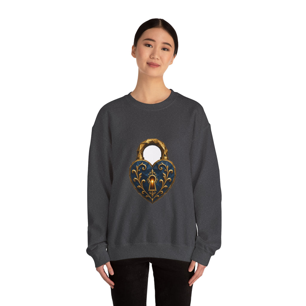 Matching Couple Sweatshirt - Key & Lock Matching Couple Premium Fleece Sweatshirt Geometric Art His Hers Love Gift - Design B