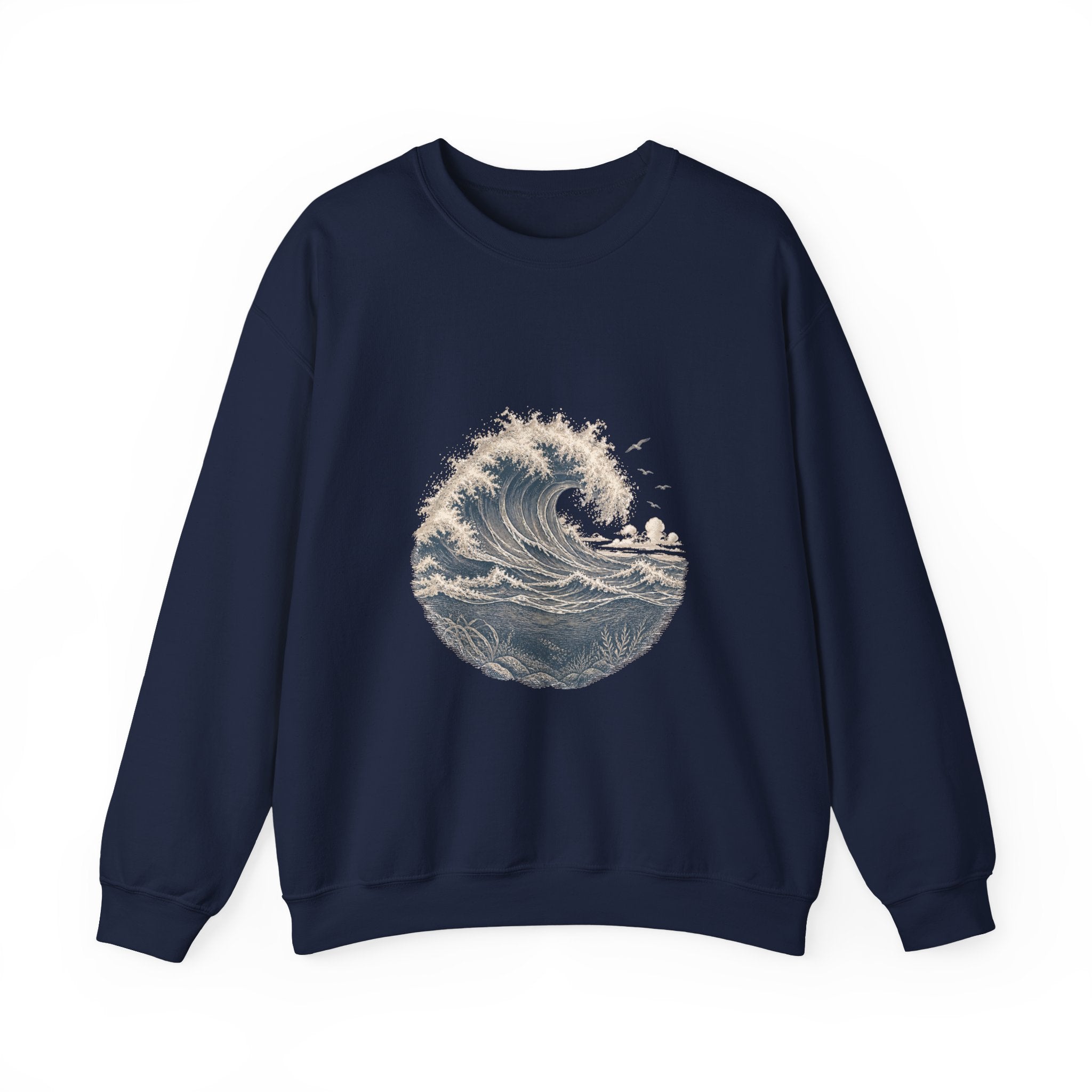 Matching Couple Sweatshirt - Mountain & Ocean Matching Couple Crewneck Sweatshirt Vintage Art His Hers Wedding Gift - Design B