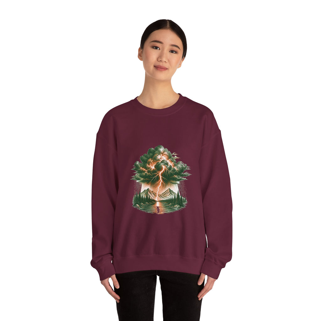 Matching Couple Sweatshirt - Storm & Rainbow Matching Couple Premium Fleece Sweatshirt Hand-Drawn Art His Hers Anniversary Gift - Design A
