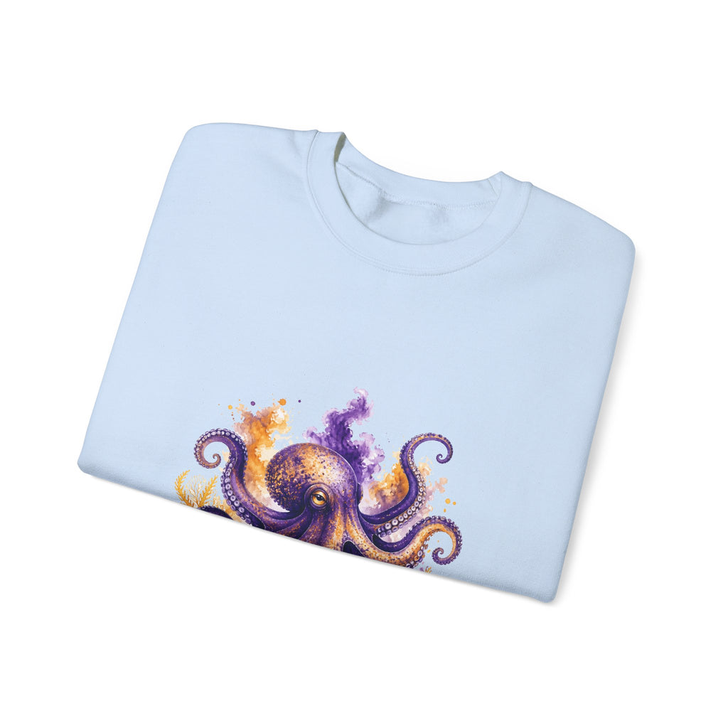 Matching Couple Sweatshirt - Octopus & Jellyfish Matching Couple Comfort Colors Crew Watercolor Art His Hers Birthday Gift - Design A