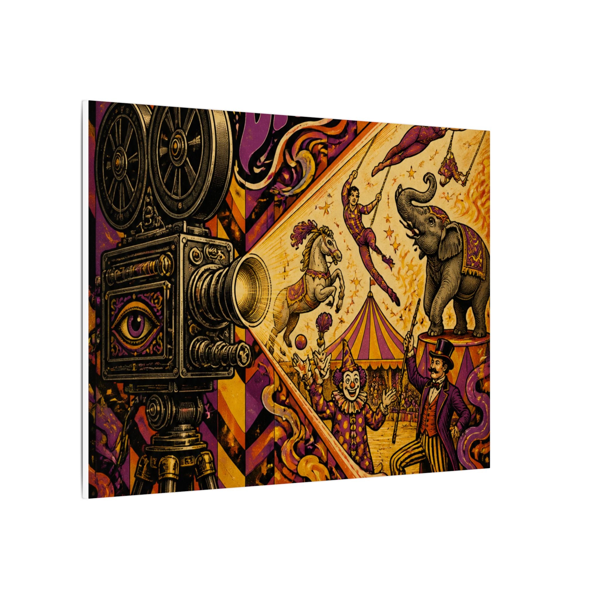 Film Camera Projector Show Wall Art Canvas 24×36 Psychedelic Dining Room Decor Maximalist Print
