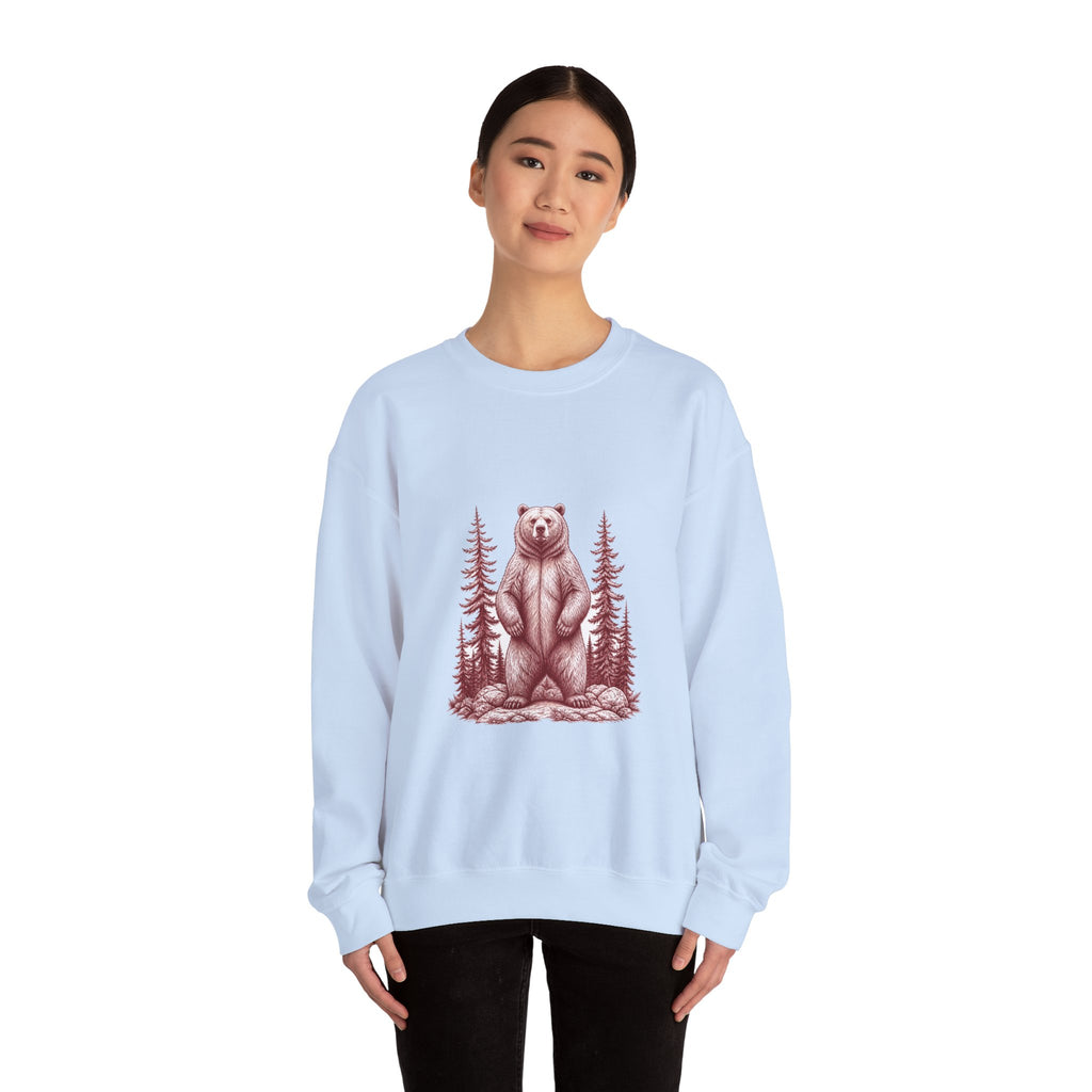 Matching Couple Sweatshirt - Bear & Deer Matching Couple Comfort Colors Crew Hand-Drawn Art His Hers Anniversary Gift - Design A