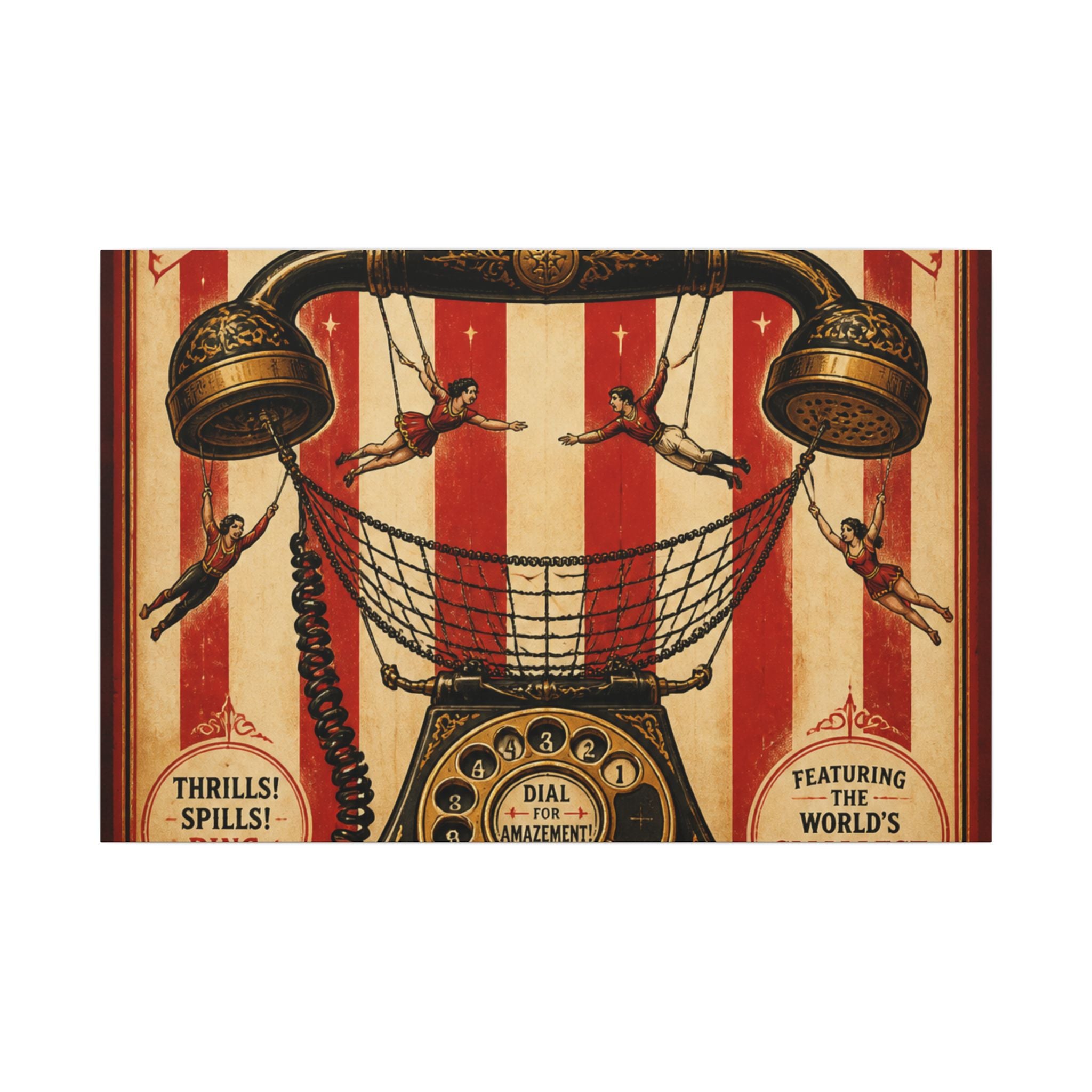 Vintage Telephone Booth Wall Art Canvas 16×20 Vintage Circus Kitchen Decor Maximalist Print