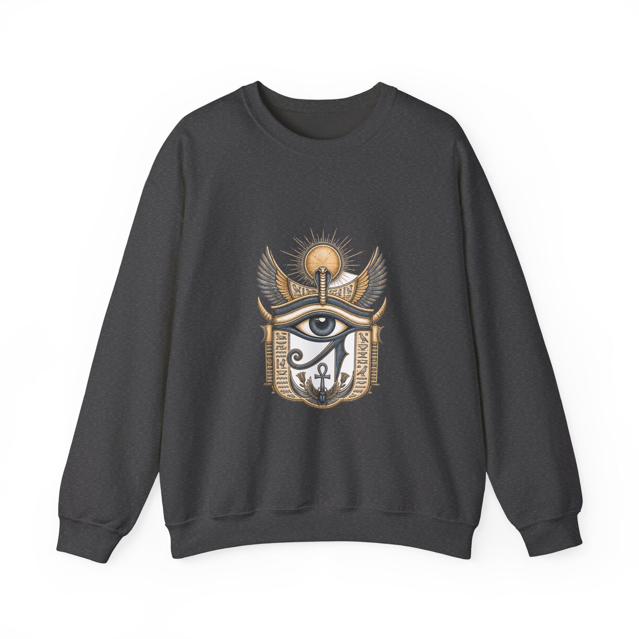 Matching Couple Sweatshirt - Eye of Ra & Horus Matching Couple Crewneck Sweatshirt Hand-Drawn Art His Hers Best Friend Gift - Design A