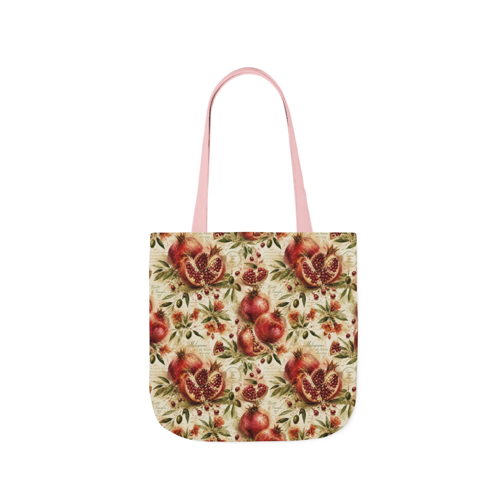 Split Pomegranates Canvas Tote Bag Mediterranean Kitchen Watercolor Splash Design Italian Cottagecore Gift