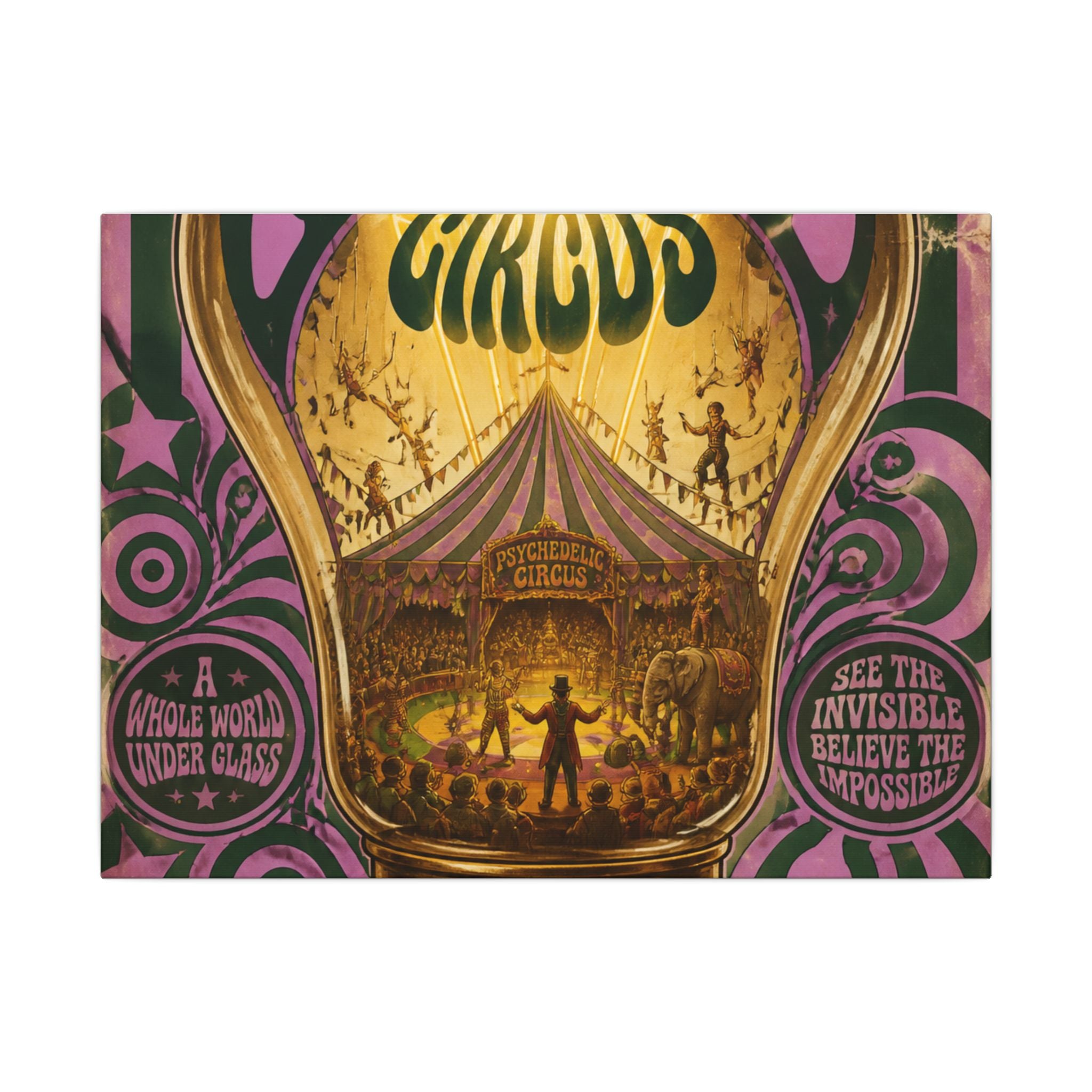 Light Bulb Circus Wall Art Canvas 16×20 Psychedelic Cafe Decor Maximalist Print