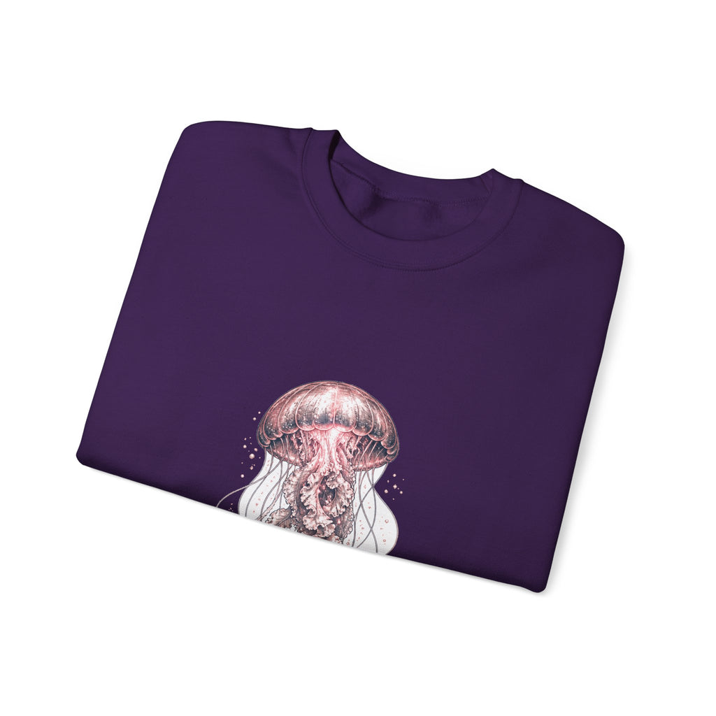 Matching Couple Sweatshirt - Octopus & Jellyfish Matching Couple Crewneck Sweatshirt Hand-Drawn Art His Hers Best Friend Gift - Design B