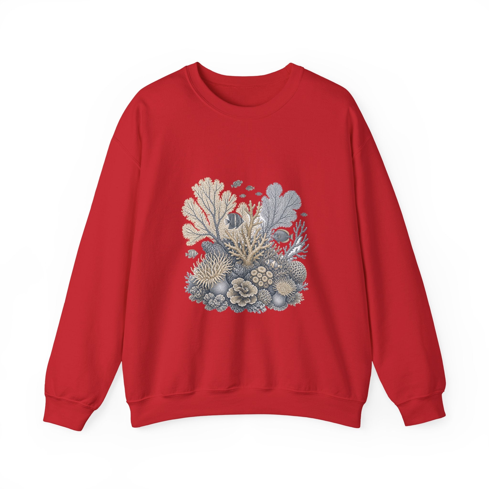 Matching Couple Sweatshirt - Coral Reef & Deep Sea Matching Couple Premium Fleece Sweatshirt Vintage Art His Hers Honeymoon Gift - Design A