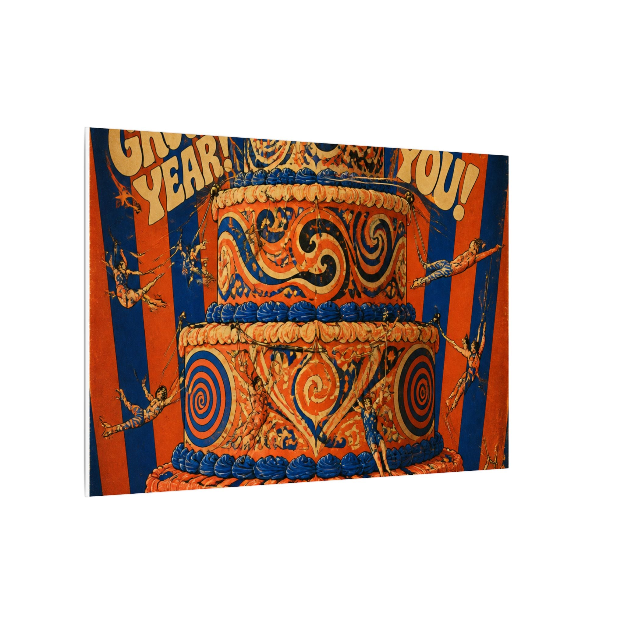 Birthday Cake Trapeze Wall Art Canvas 24×36 Psychedelic Dining Room Decor Maximalist Print