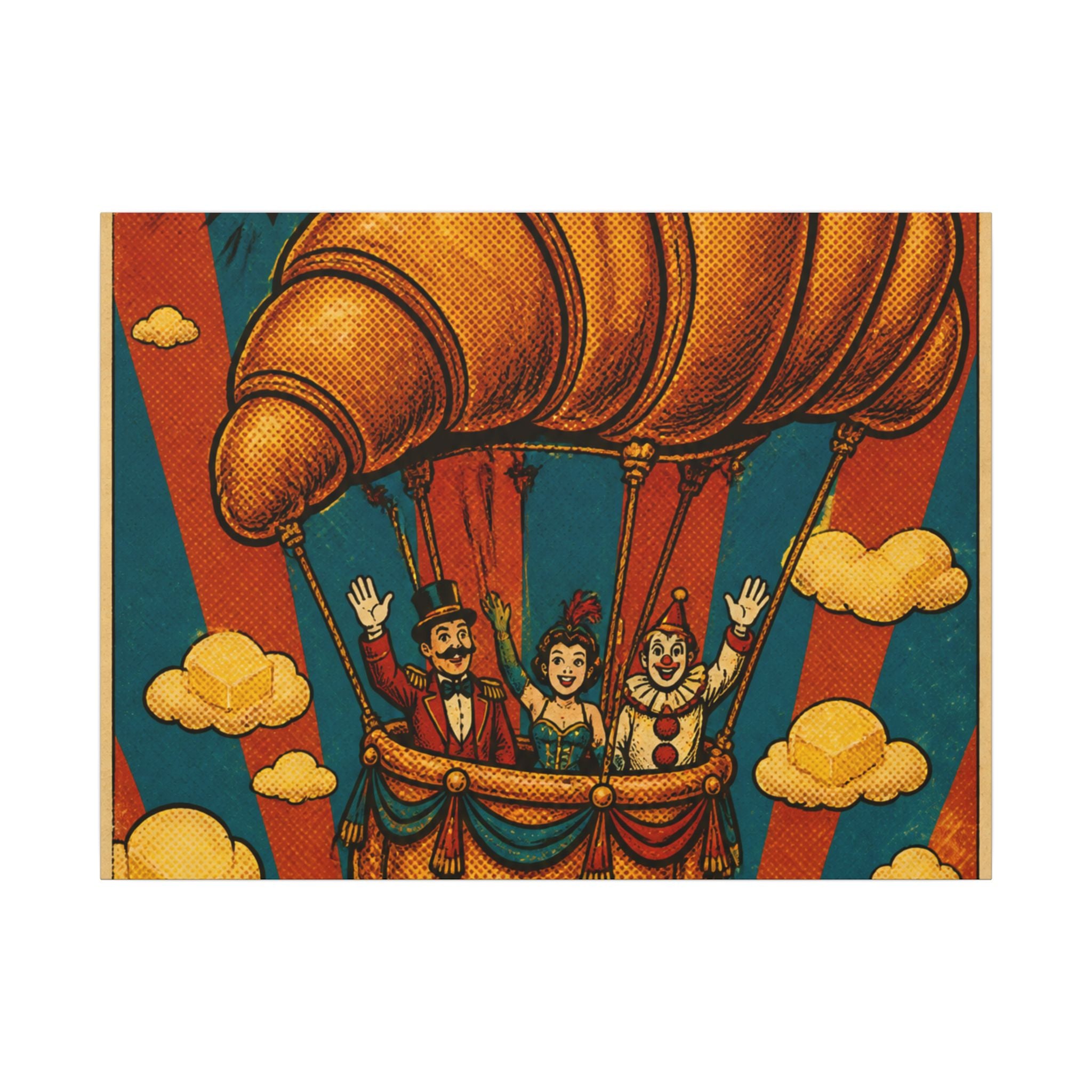 Croissant Hot Air Balloon Wall Art Canvas 16×20 Pop Art Living Room Decor Maximalist Print