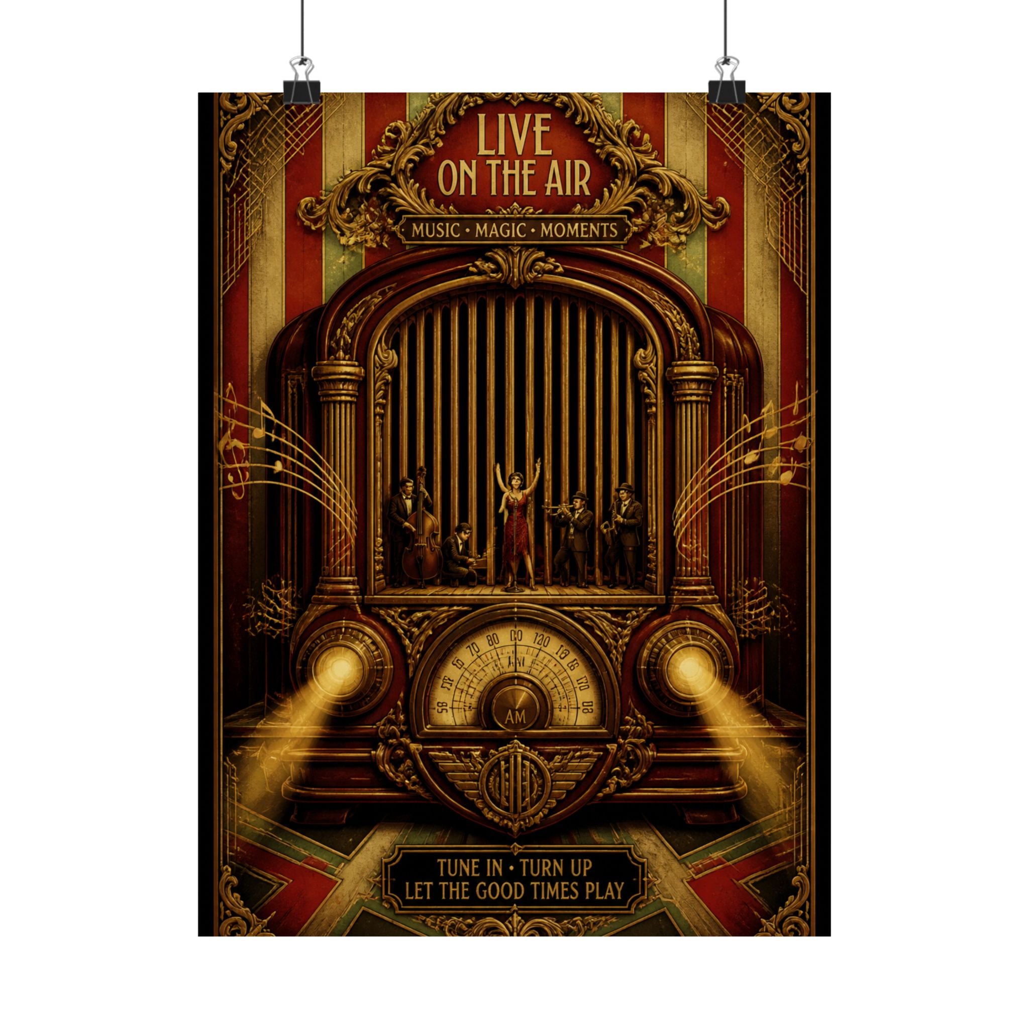 Vintage Radio Stage Wall Art Poster 24×36 Baroque Studio Decor Maximalist Print