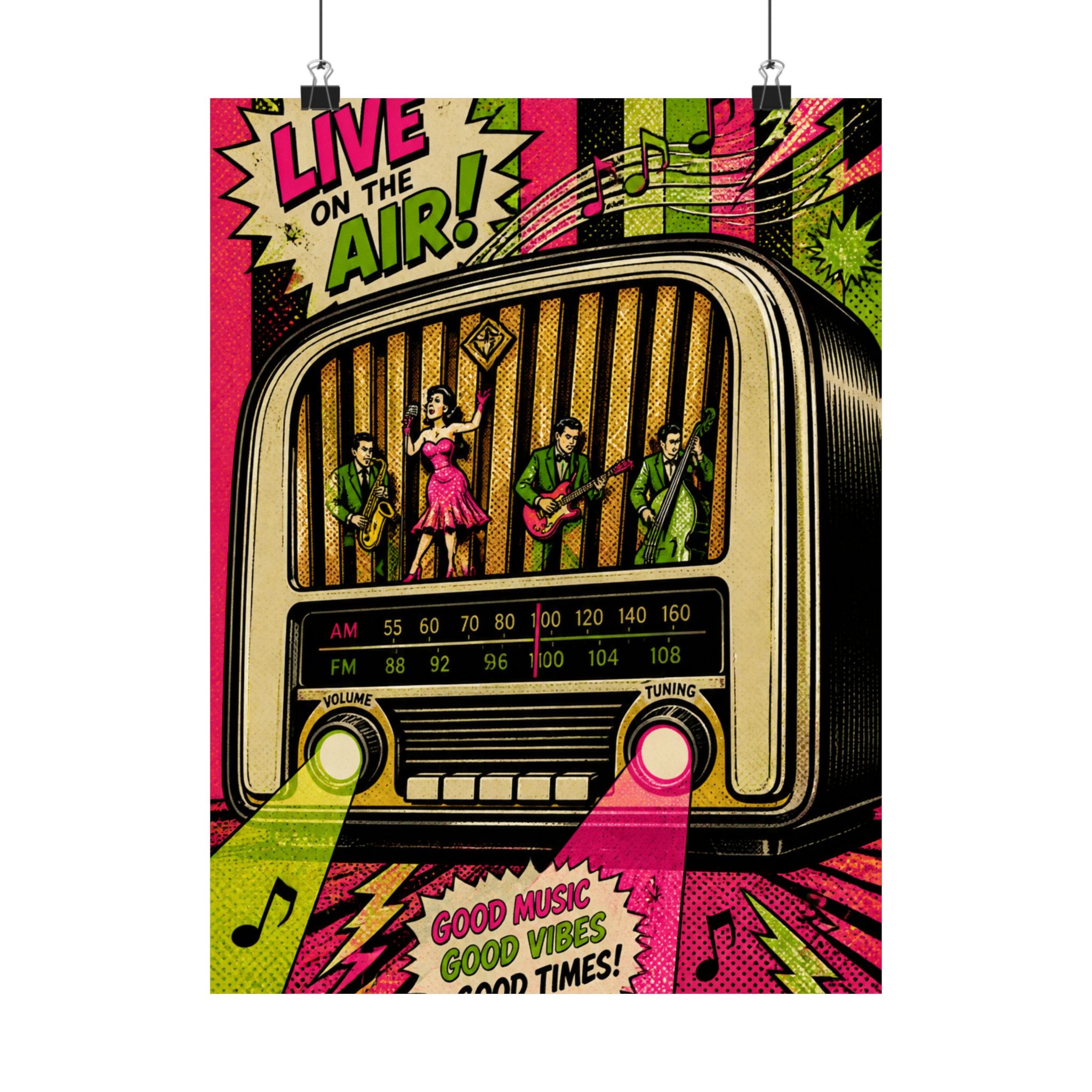 Vintage Radio Stage Wall Art Poster 24×36 Pop Art Restaurant Decor Maximalist Print