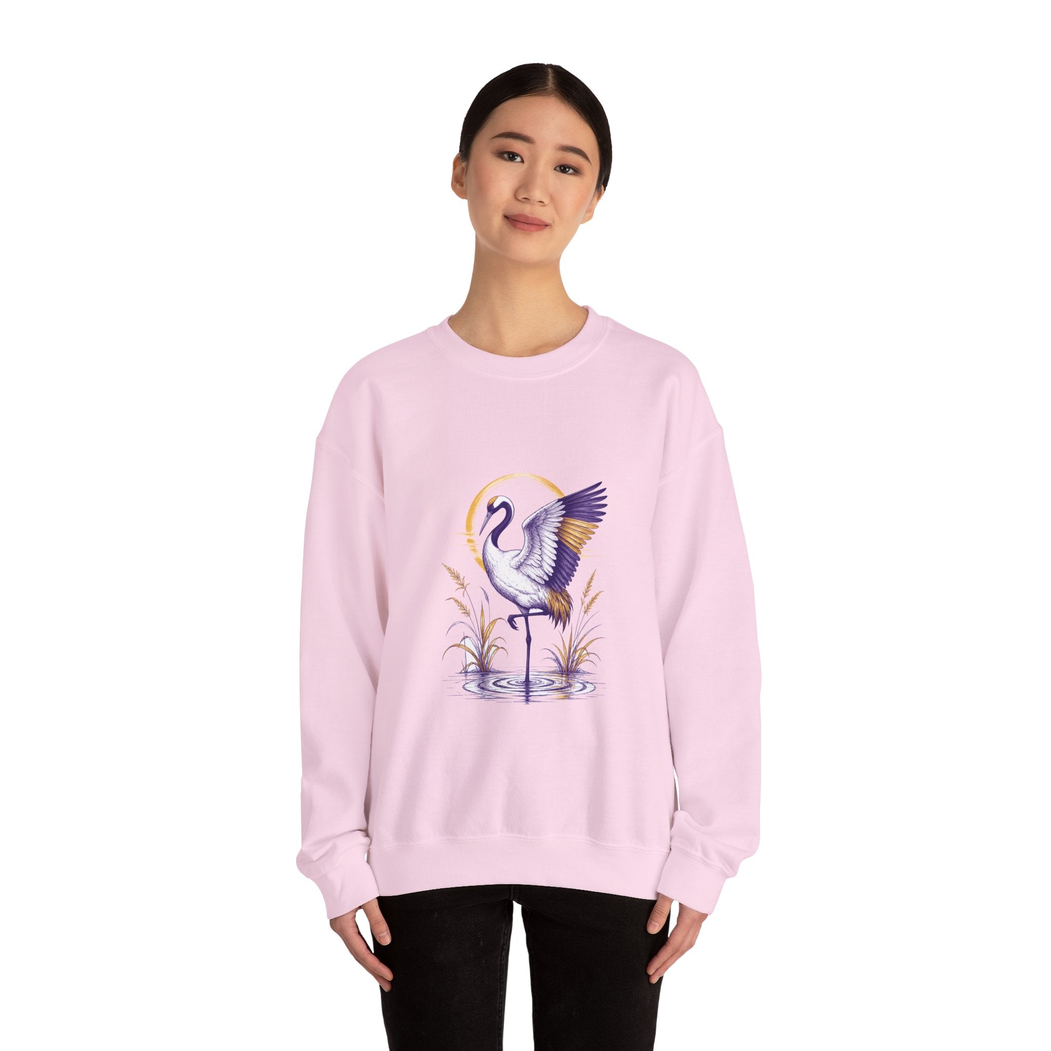 Matching Couple Sweatshirt - Tiger & Crane Matching Couple Premium Fleece Sweatshirt Hand-Drawn Art His Hers Anniversary Gift - Design B