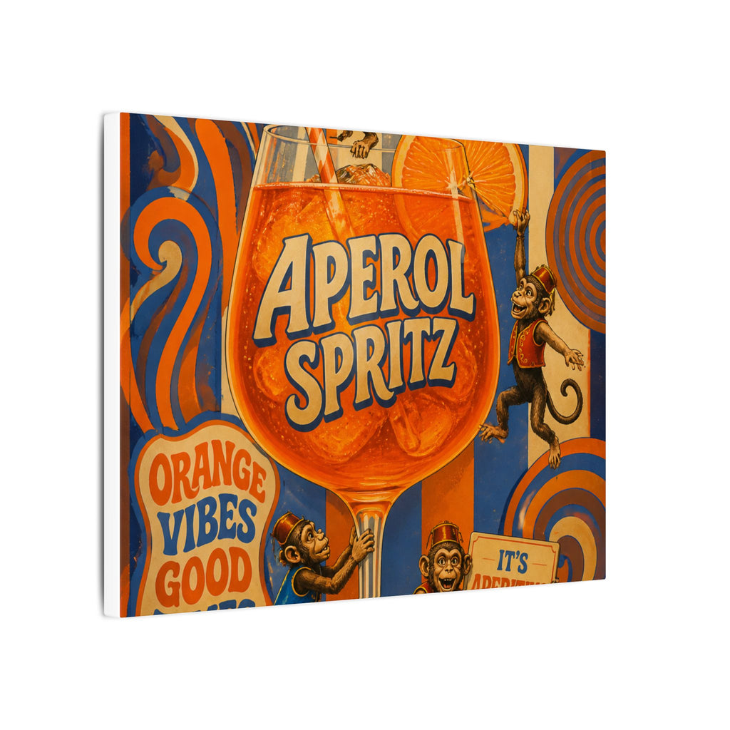 Aperol Spritz Monkeys Wall Art Canvas 24×36 Psychedelic Dining Room Decor Maximalist Print