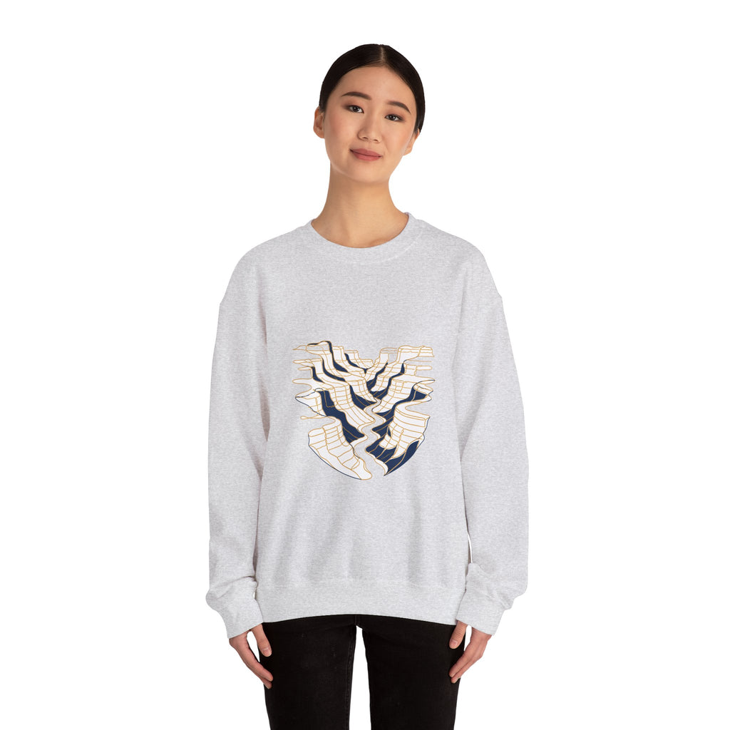Matching Couple Sweatshirt - Lavender Fields & Canyon Matching Couple Crewneck Sweatshirt Minimalist Art His Hers Valentine Gift - Design B