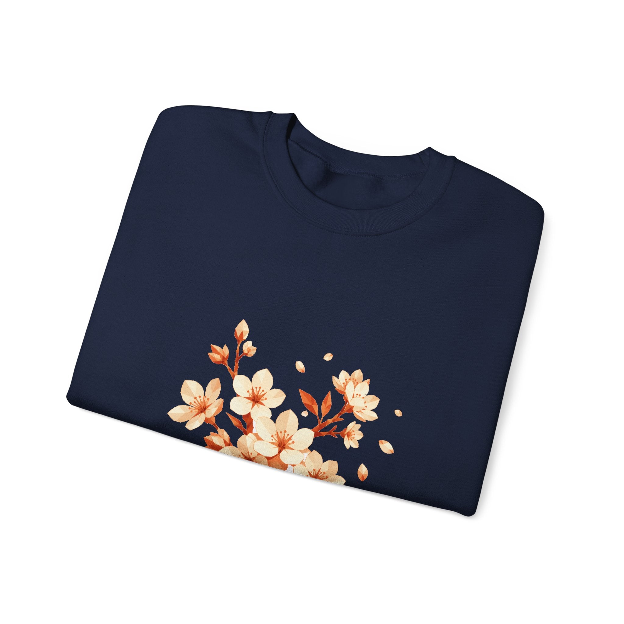 Matching Couple Sweatshirt - Cherry Blossom & Maple Leaf Matching Couple Comfort Colors Crew Geometric Art His Hers Love Gift - Design A