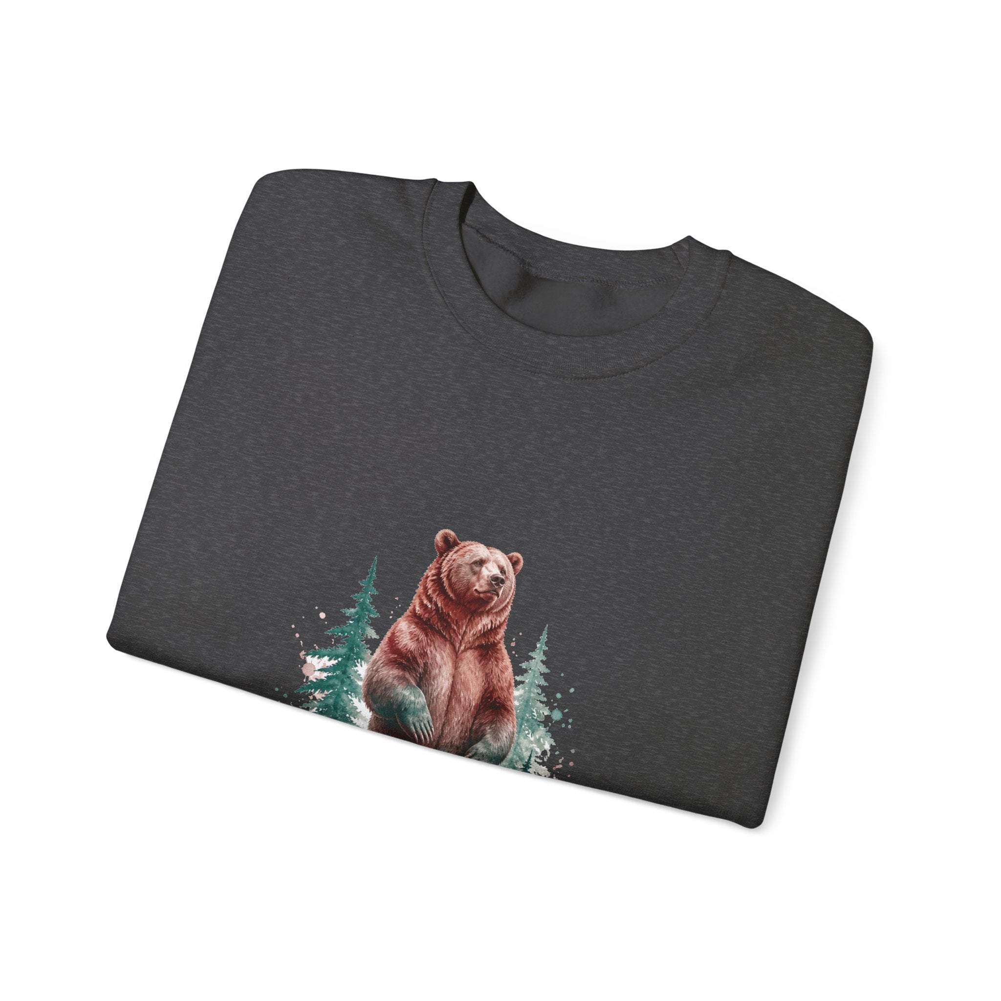 Matching Couple Sweatshirt - Bear & Deer Matching Couple Comfort Colors Crew Watercolor Art His Hers Birthday Gift - Design A