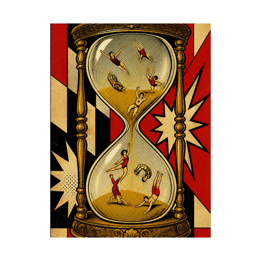 Hourglass Acrobats Wall Art Poster 18×24 Pop Art Living Room Decor Maximalist Print