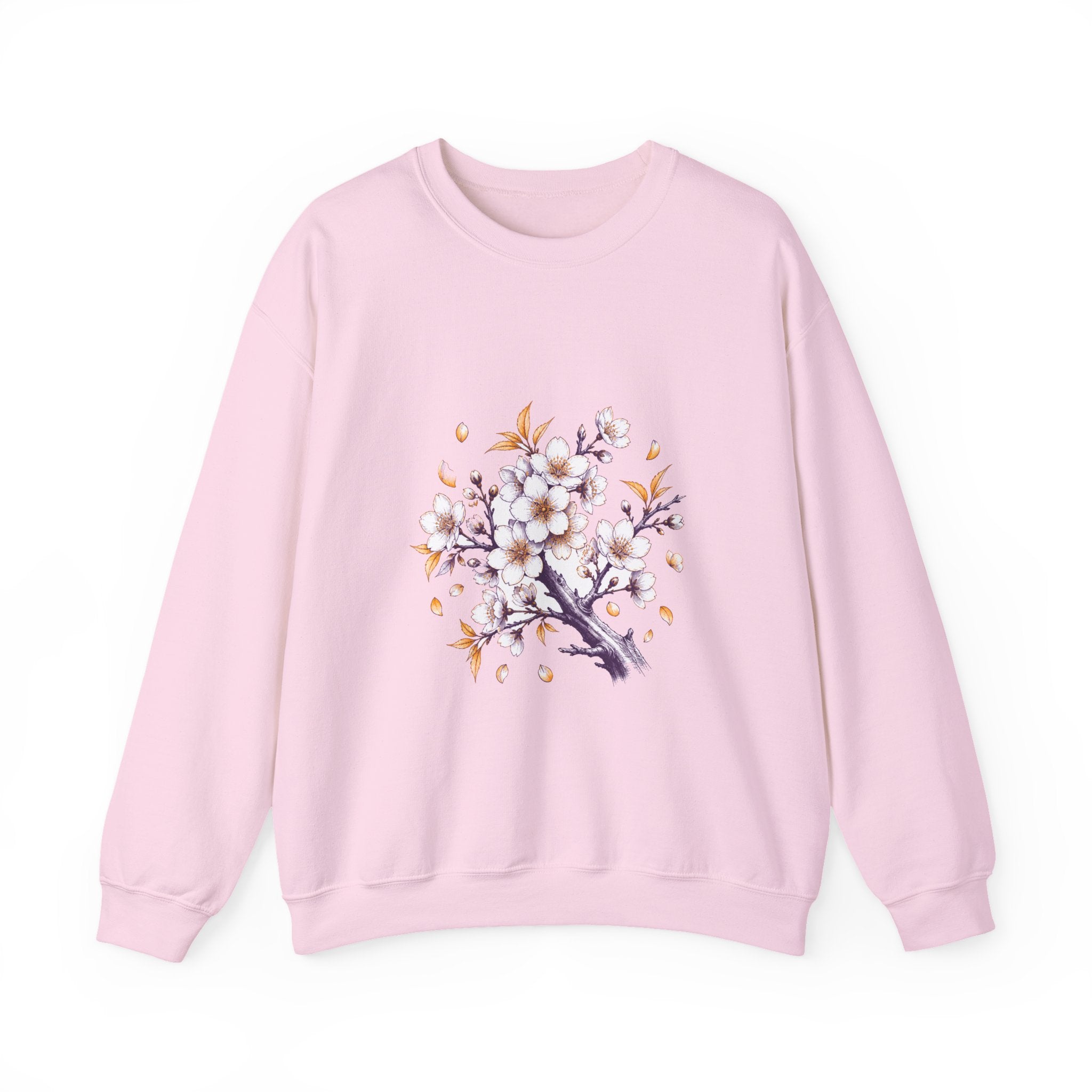Matching Couple Sweatshirt - Cherry Blossom & Maple Leaf Matching Couple Comfort Colors Crew Hand-Drawn Art His Hers Anniversary Gift - Design A