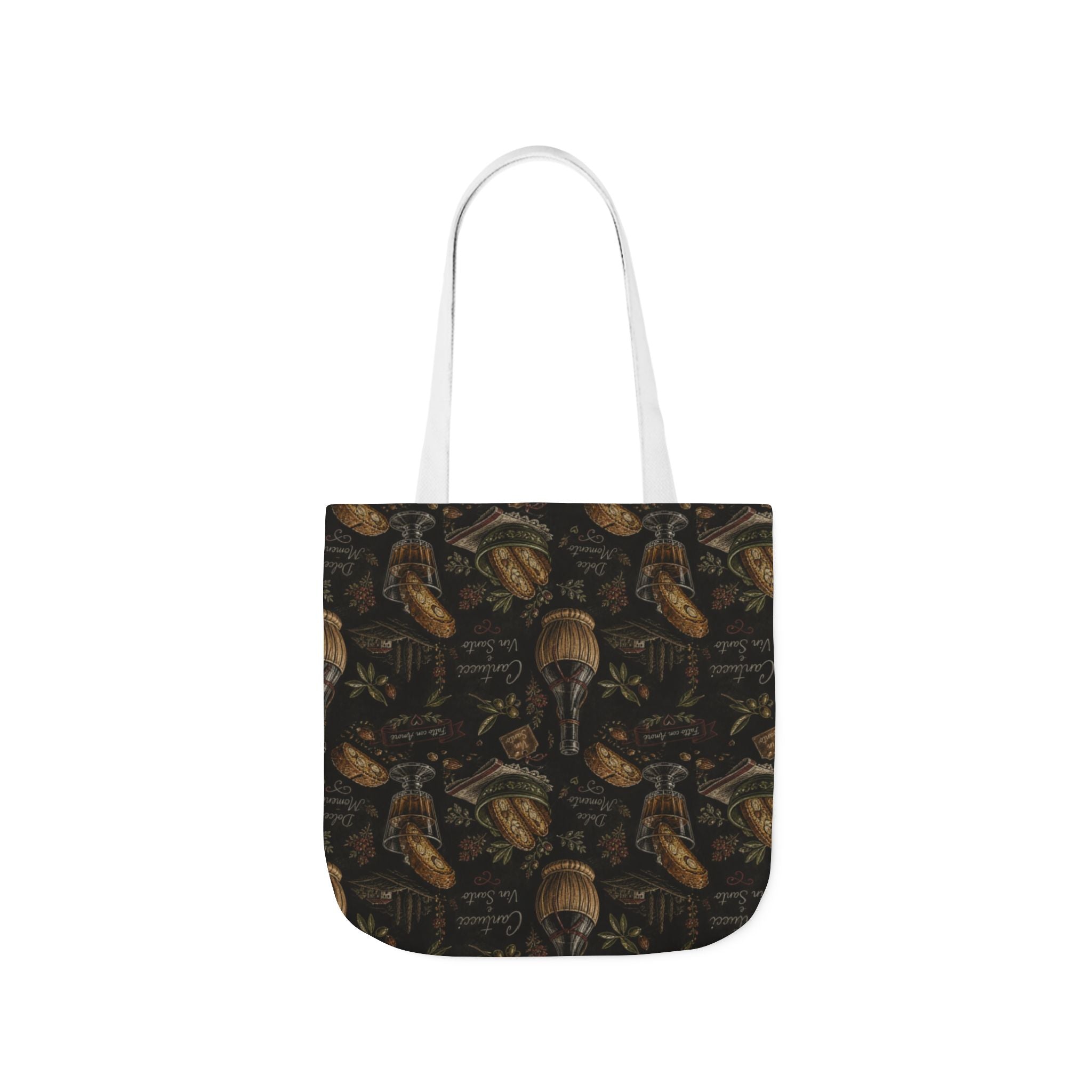 Biscotti & Vin Santo Canvas Tote Bag Mediterranean Kitchen Chalk Art Design Italian Cottagecore Gift