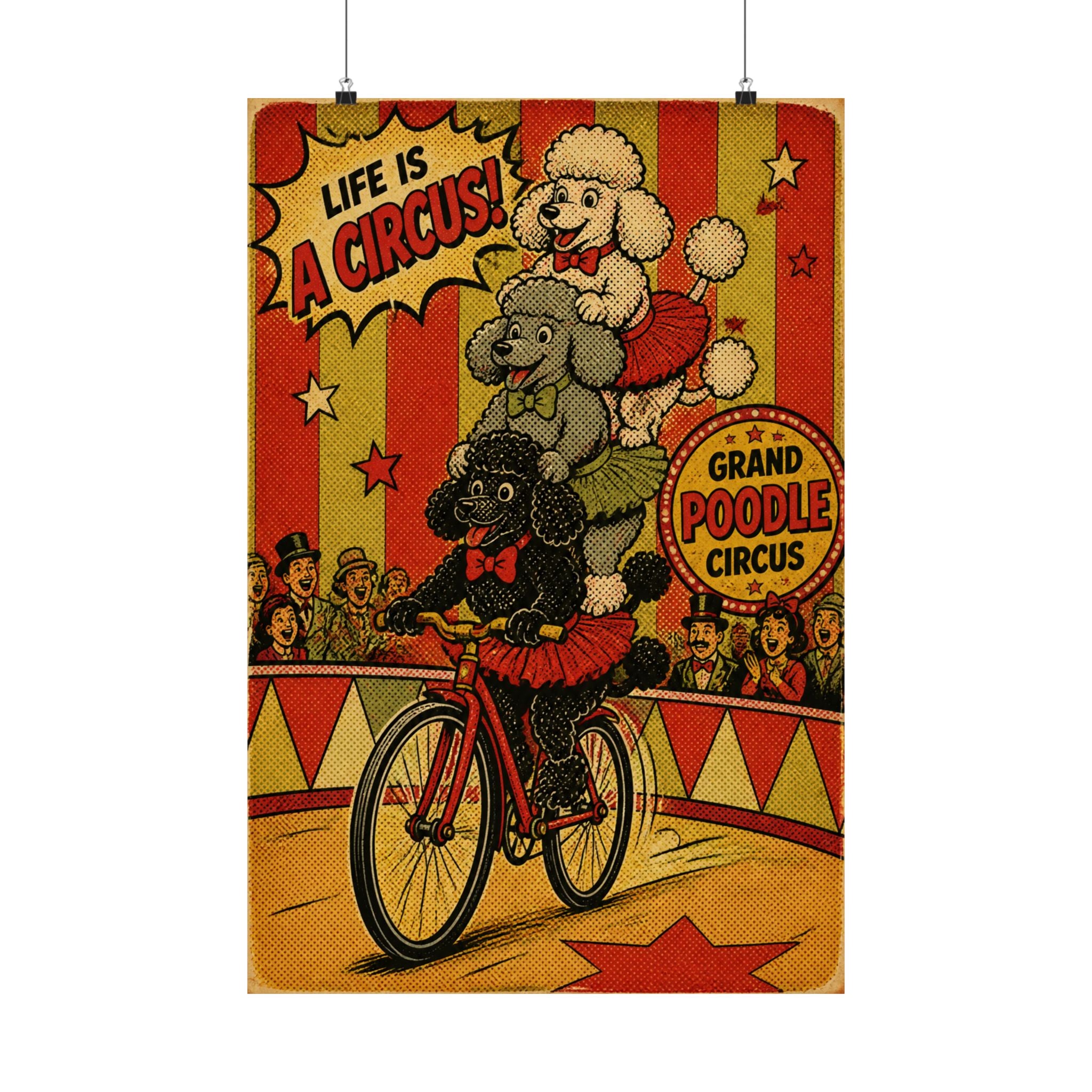 Poodle Stack Bicycle Wall Art Poster 24×36 Pop Art Restaurant Decor Maximalist Print