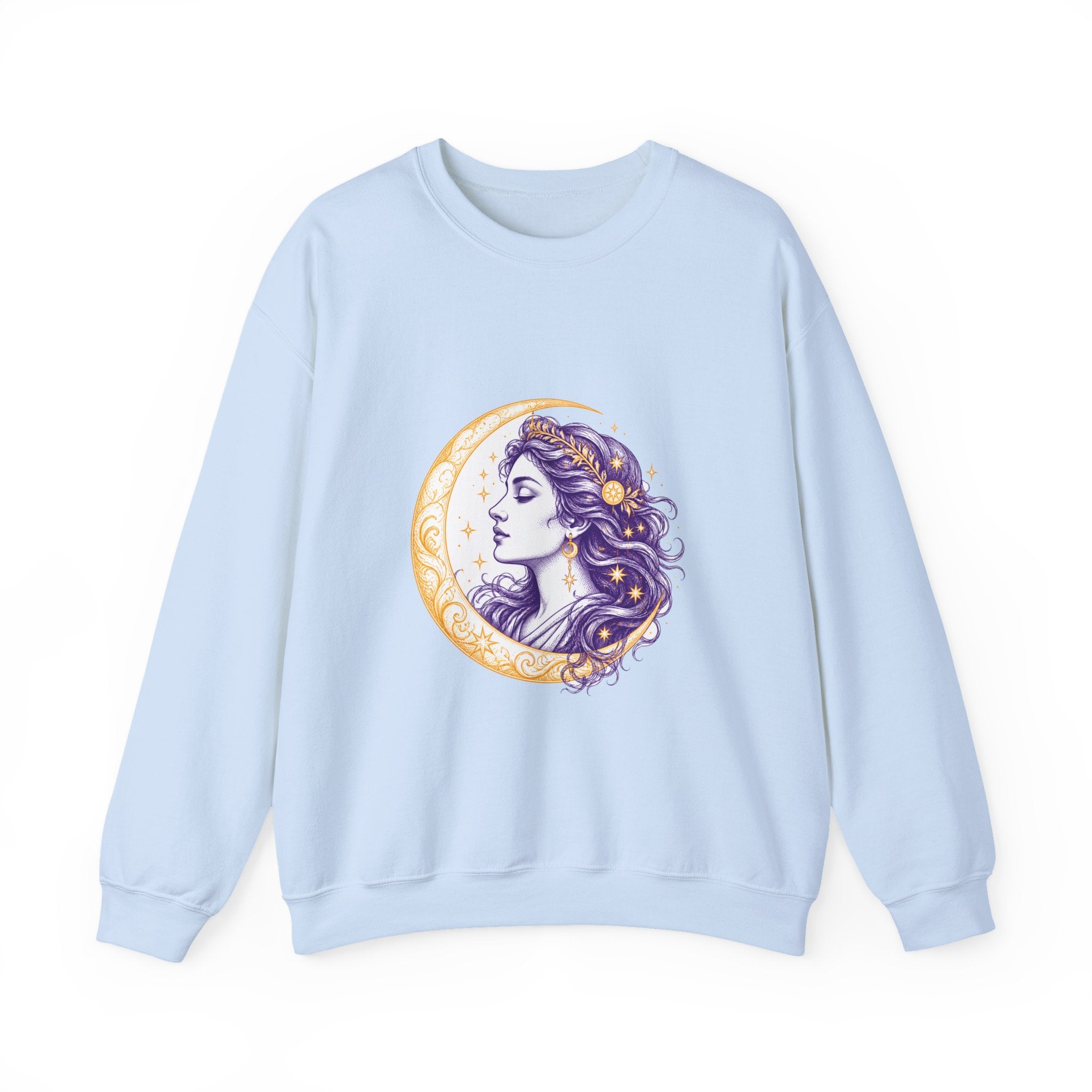 Matching Couple Sweatshirt - Helios & Selene Matching Couple Crewneck Sweatshirt Hand-Drawn Art His Hers Best Friend Gift - Design B