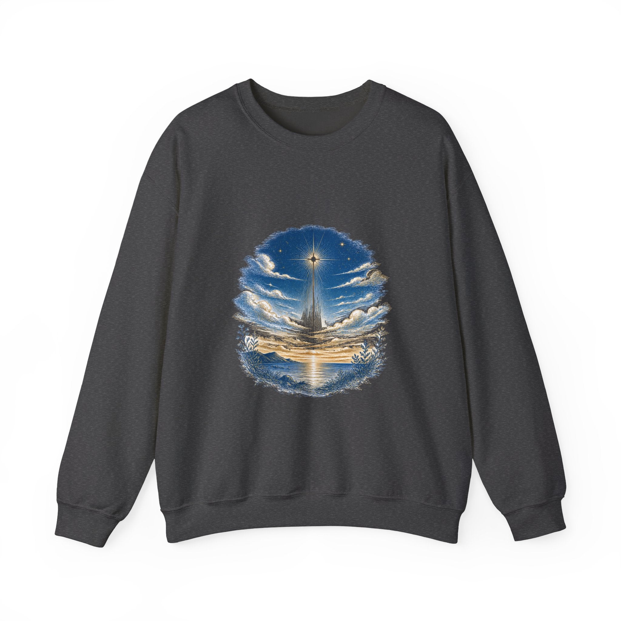 Matching Couple Sweatshirt - Evening & Morning Star Matching Couple Comfort Colors Crew Hand-Drawn Art His Hers Anniversary Gift - Design A