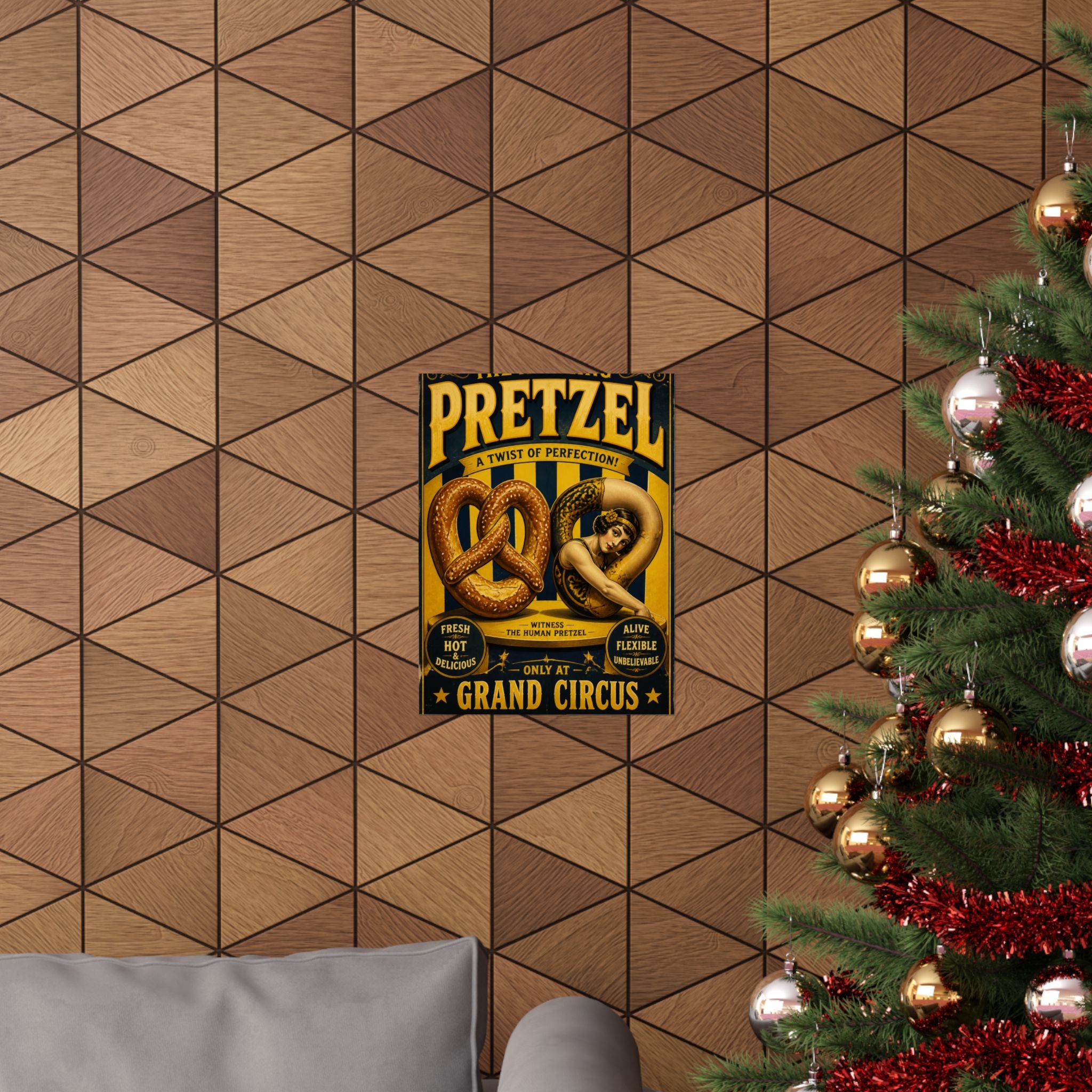 Pretzel Contortionist Wall Art Poster 18×24 Vintage Circus Kitchen Decor Maximalist Print