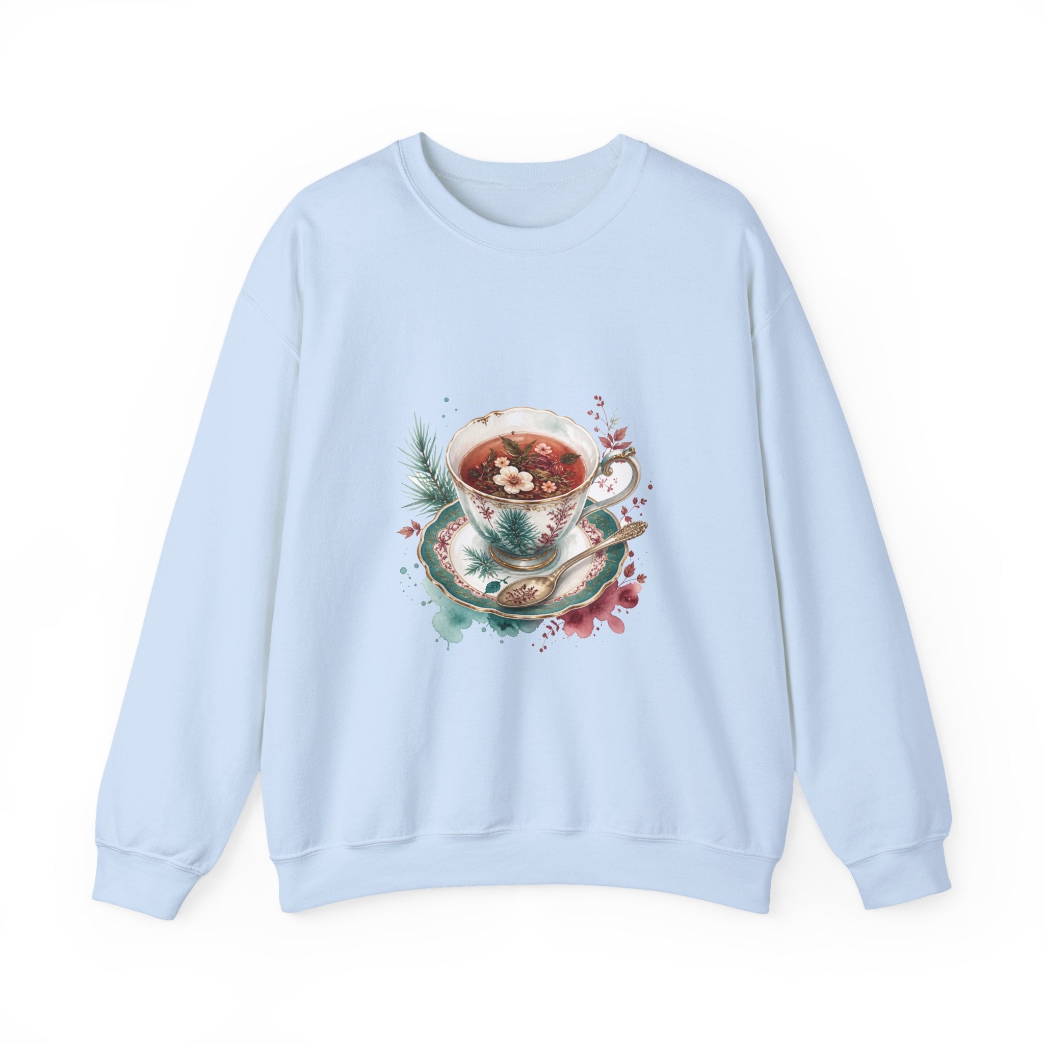 Matching Couple Sweatshirt - Coffee & Tea Matching Couple Comfort Colors Crew Watercolor Art His Hers Birthday Gift - Design B