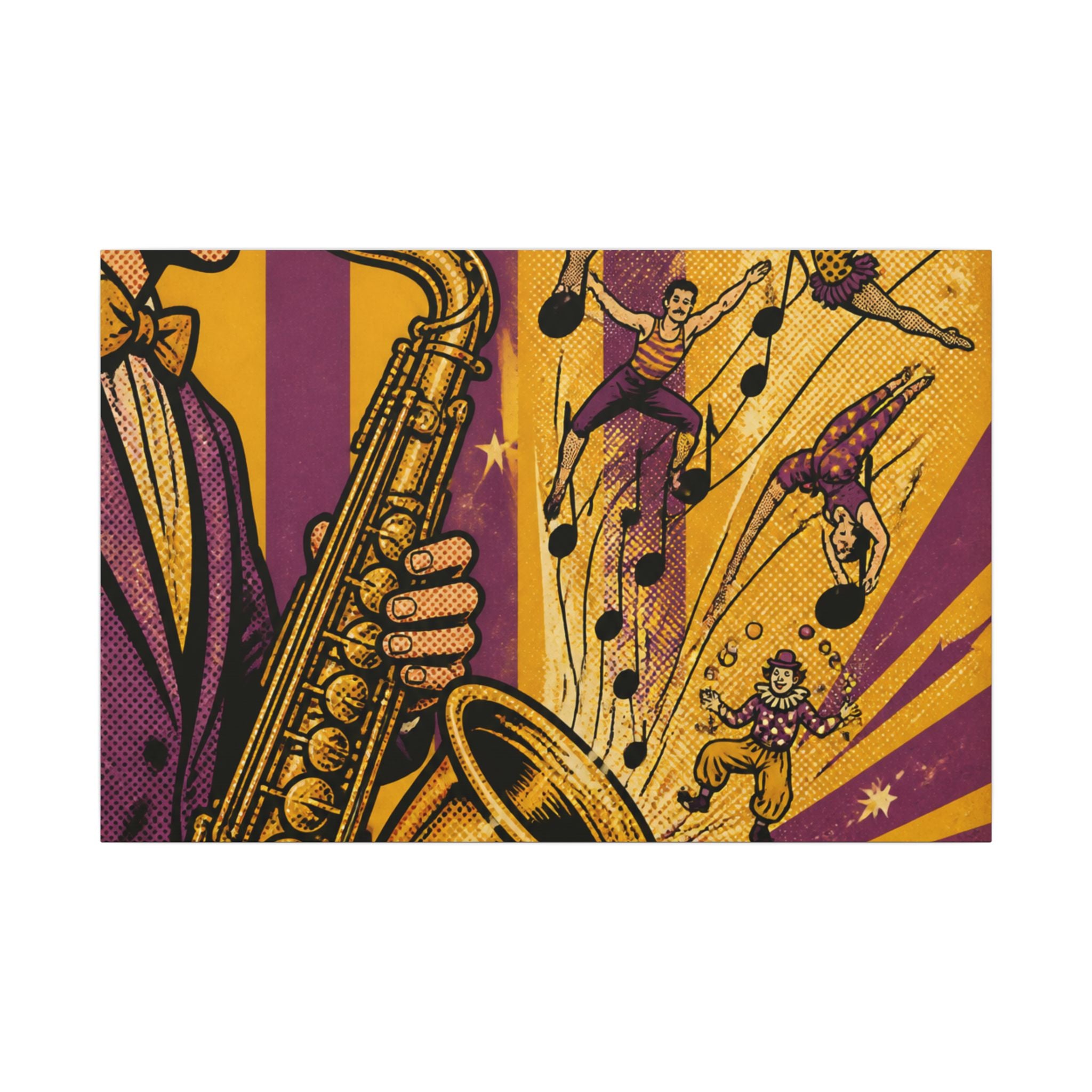 Saxophone Music Circus Wall Art Canvas 16×20 Pop Art Living Room Decor Maximalist Print