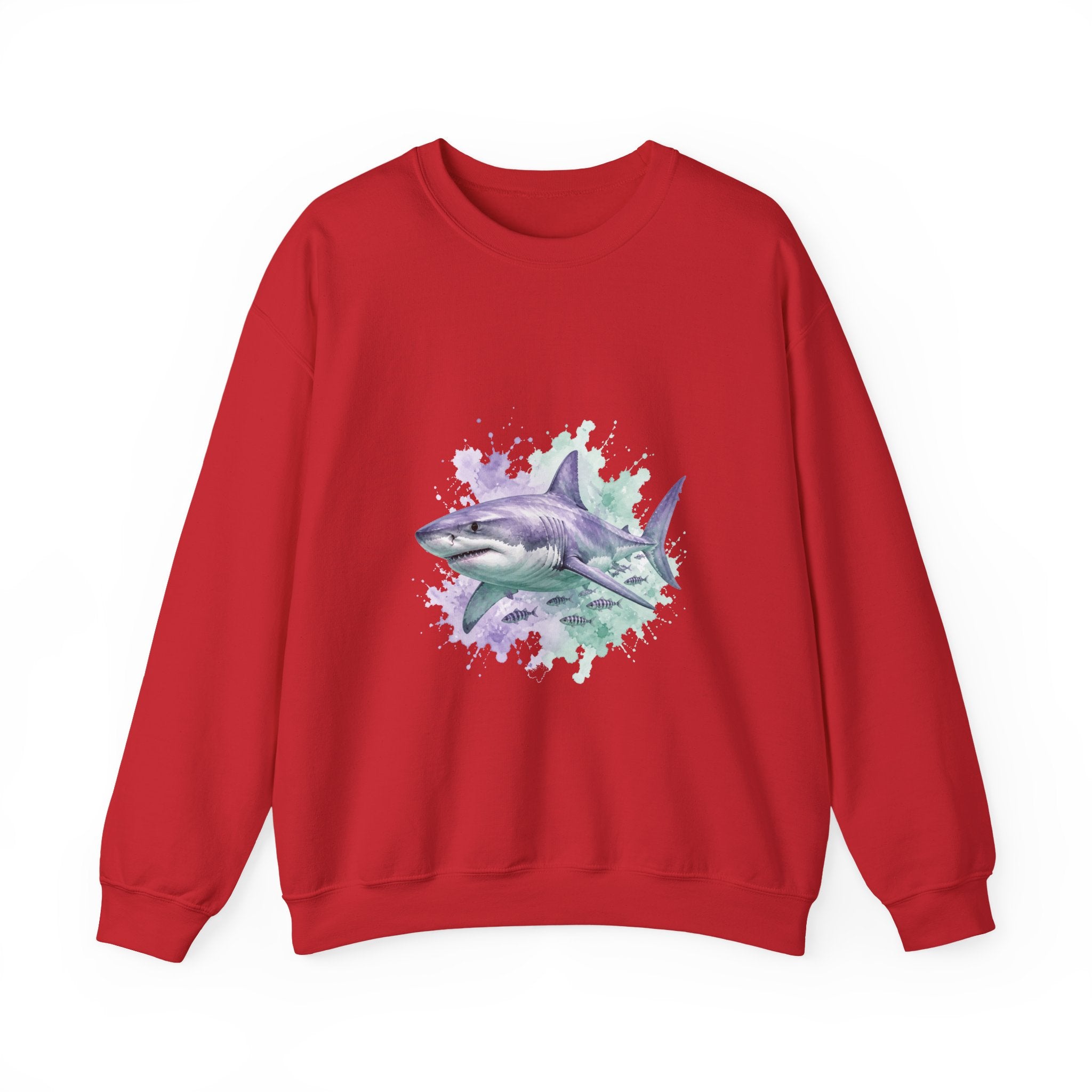 Matching Couple Sweatshirt - Shark & Dolphin Matching Couple Premium Fleece Sweatshirt Watercolor Art His Hers Birthday Gift - Design A