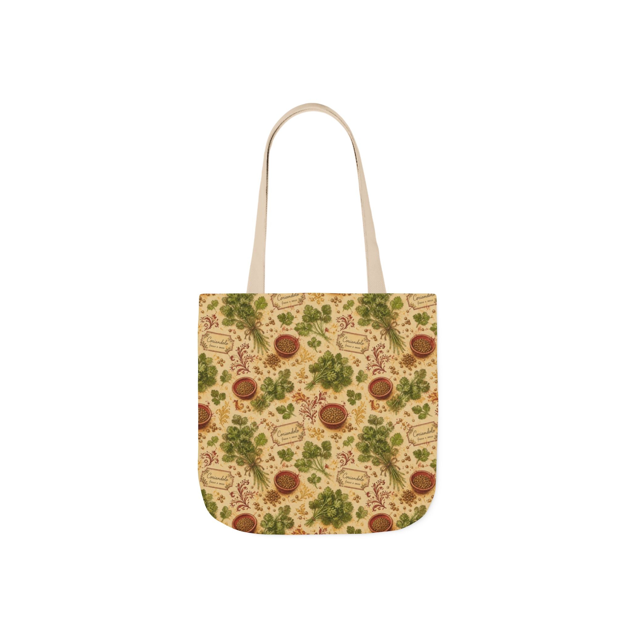 Coriander & Seeds Canvas Tote Bag Mediterranean Kitchen Watercolor Design Italian Cottagecore Gift