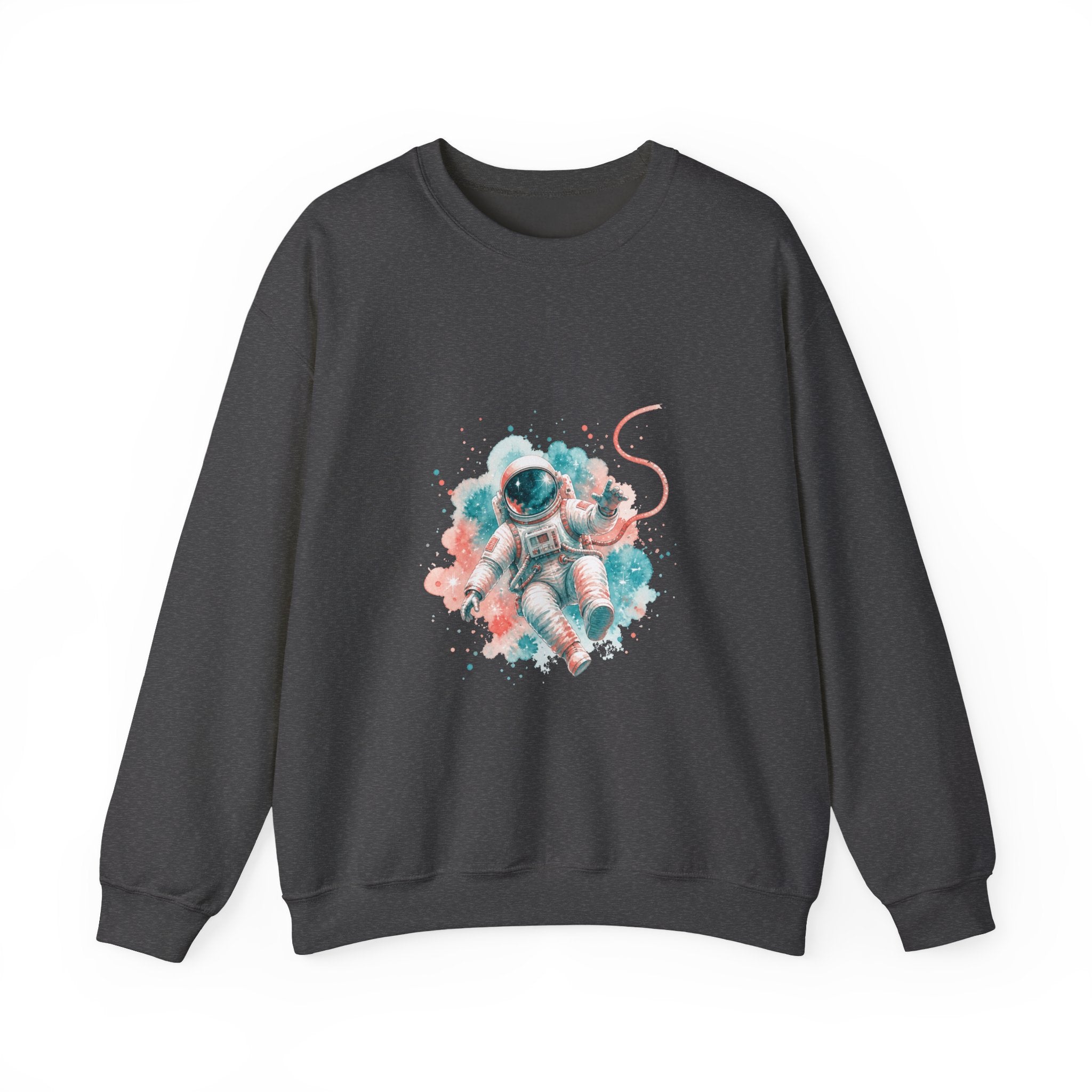 Matching Couple Sweatshirt - Astronaut & Planet Matching Couple Premium Fleece Sweatshirt Watercolor Art His Hers Birthday Gift - Design A