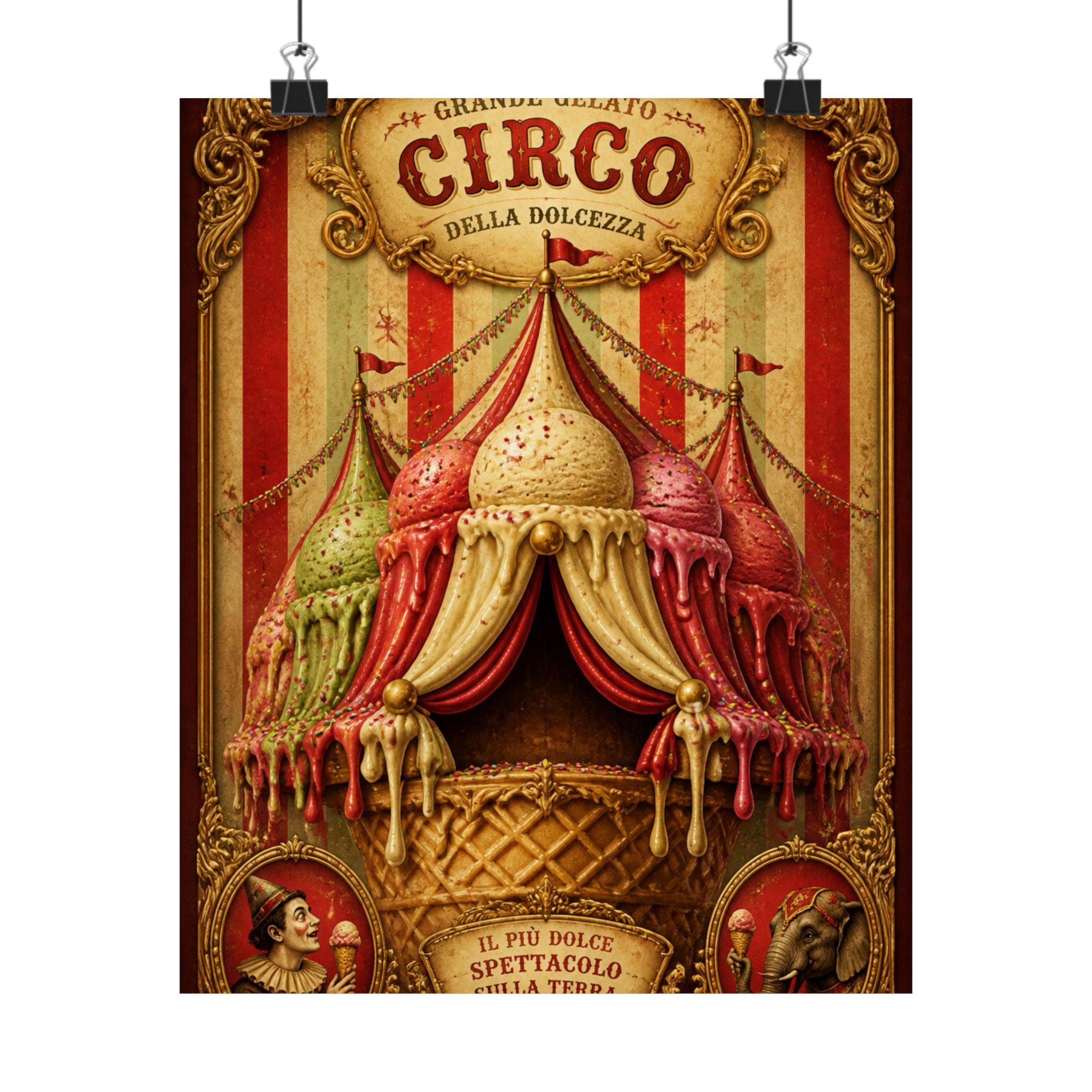Ice Cream Cone Circus Tent Wall Art Poster 24×36 Baroque Studio Decor Maximalist Print