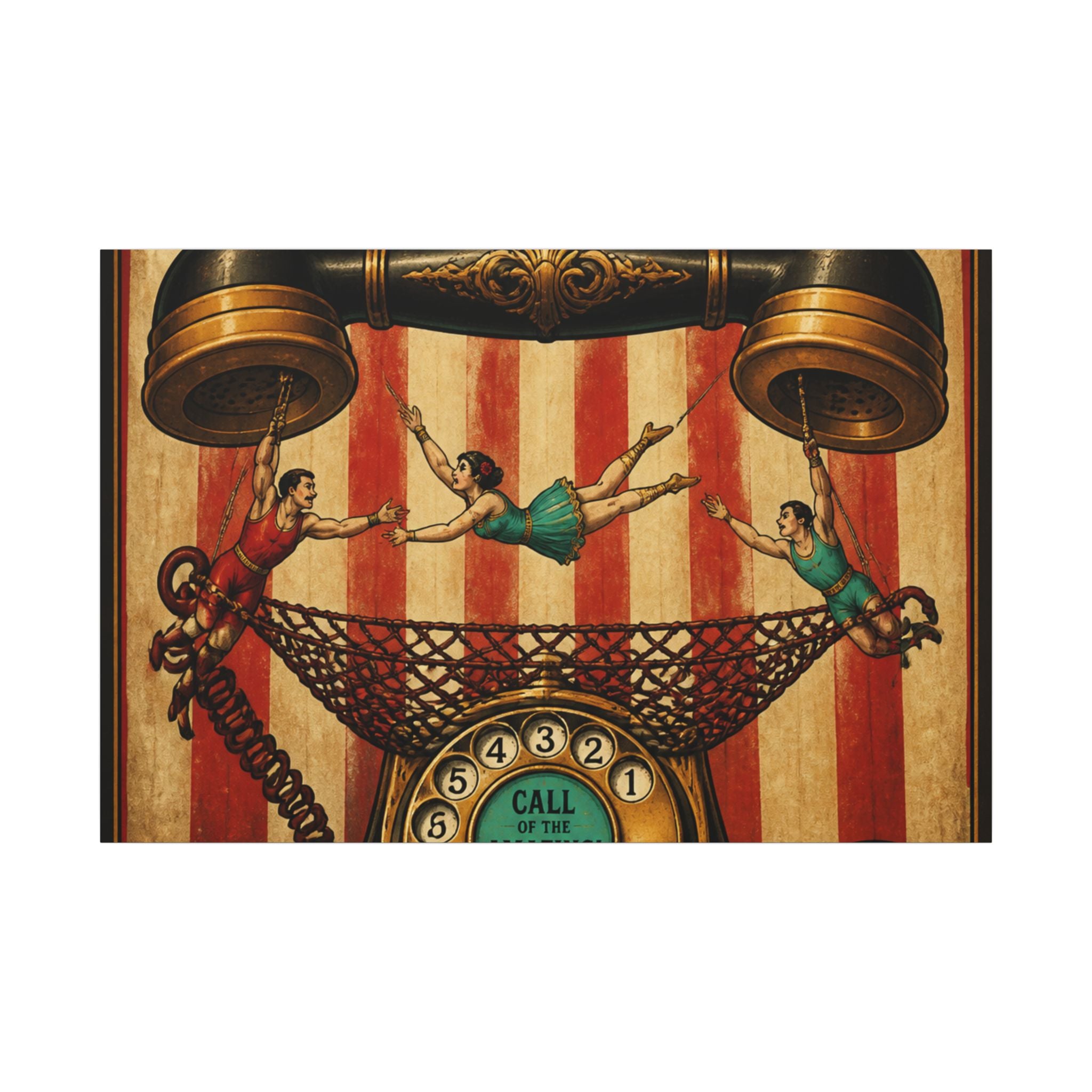 Vintage Telephone Booth Wall Art Canvas 24×36 Vintage Circus Bedroom Decor Maximalist Print